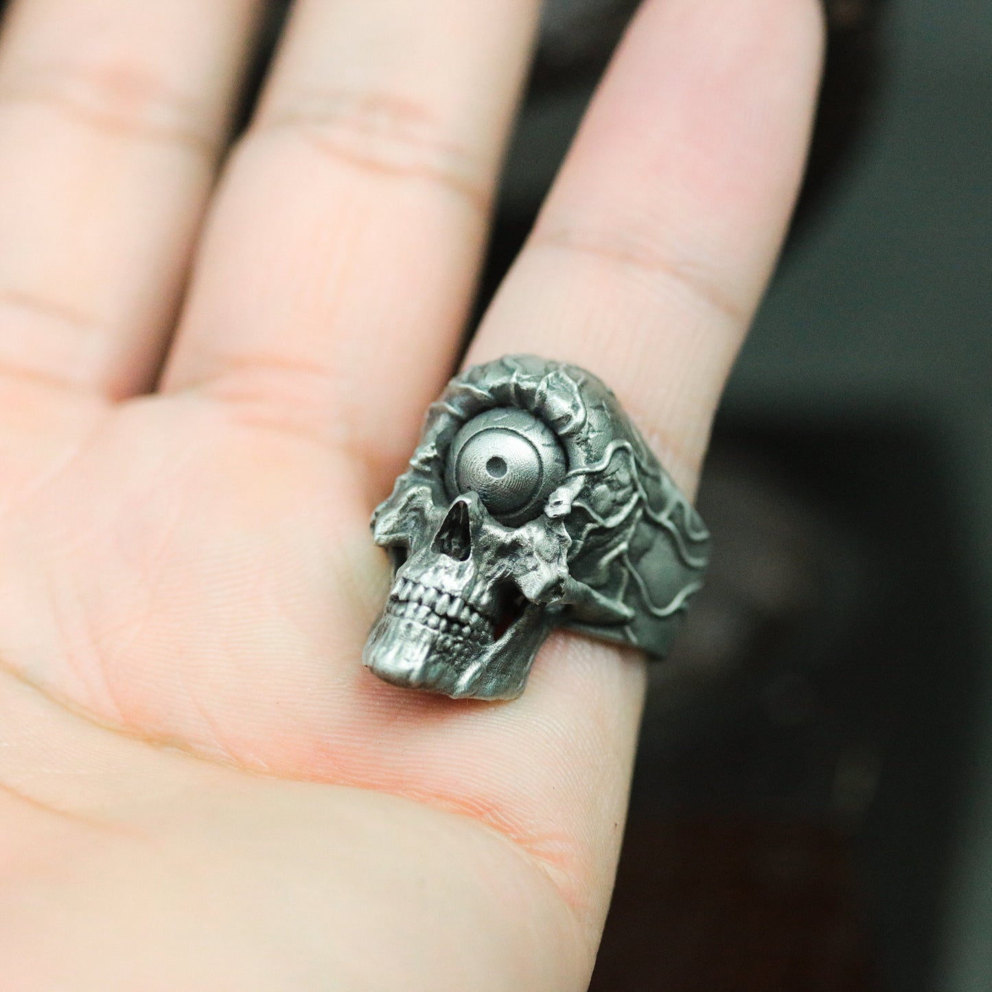 Cyclops Skull Ring - 925 Silver Handmade