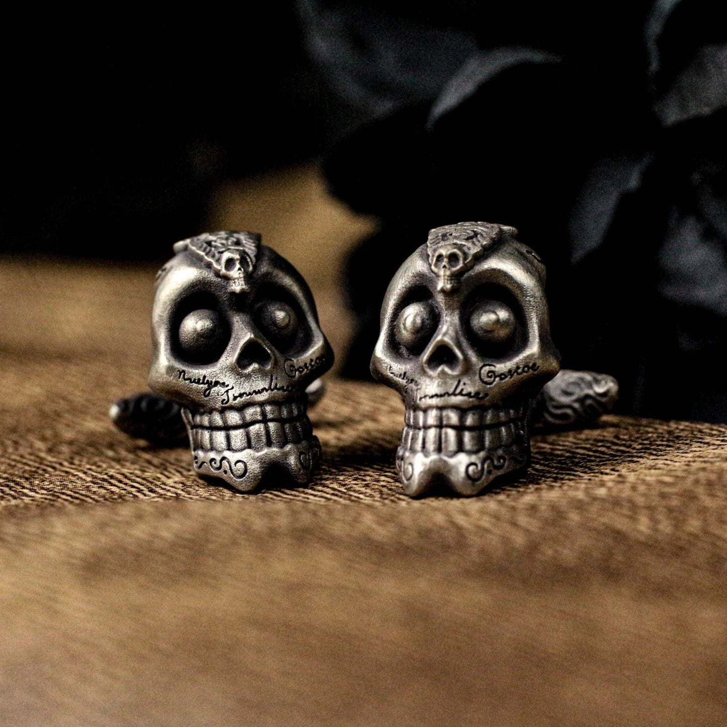 Skull Cufflinks - Handmade 925 Silver Mexican Day of the Dead