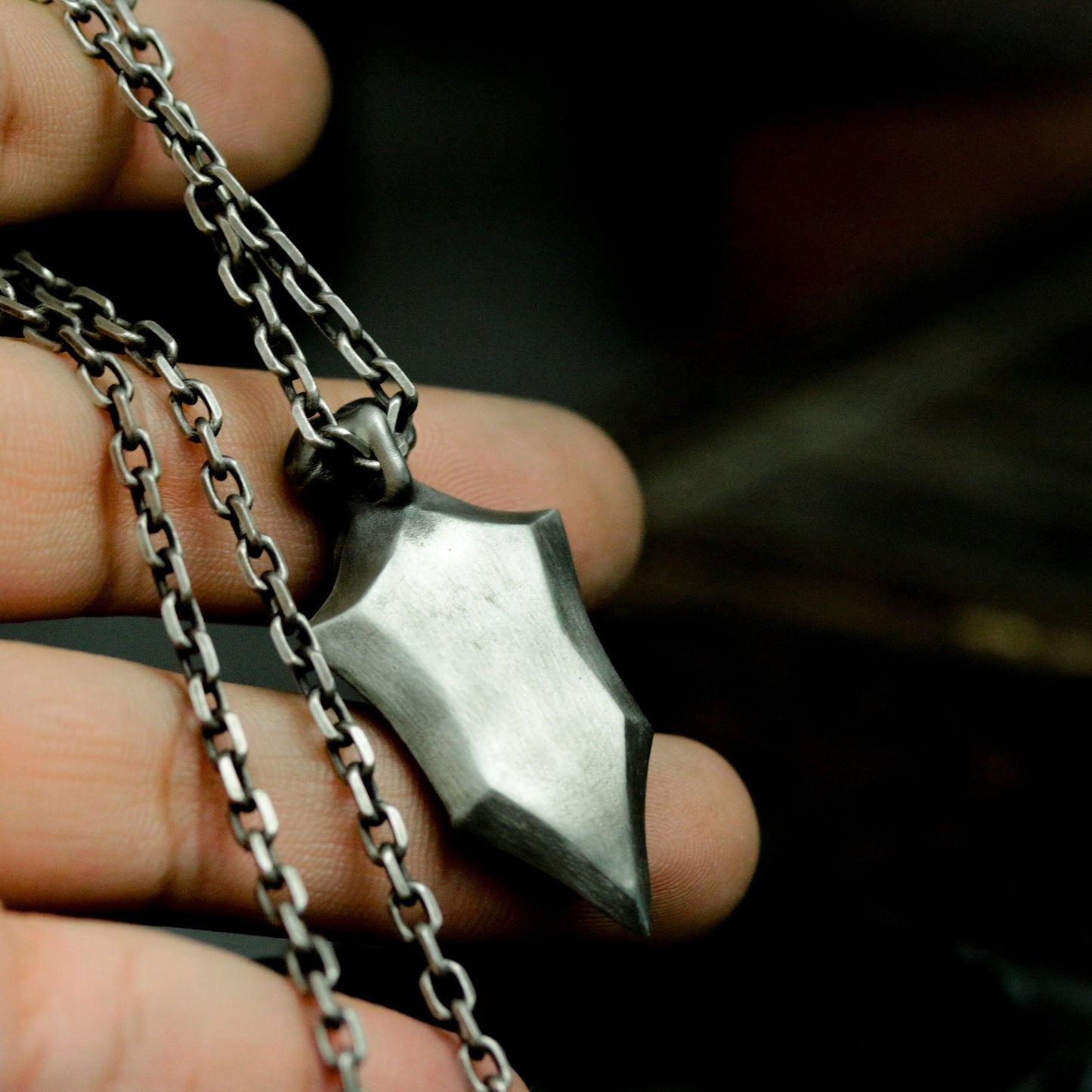Web Shield Skull Pendant ¨C Handmade 925 Silver Gothic Emblem Necklace