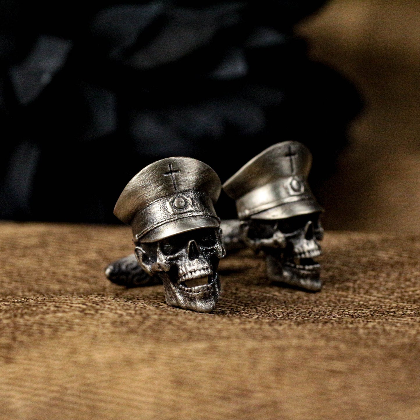 Skull Pirate Ship Cufflinks, 925 Silver Handmade