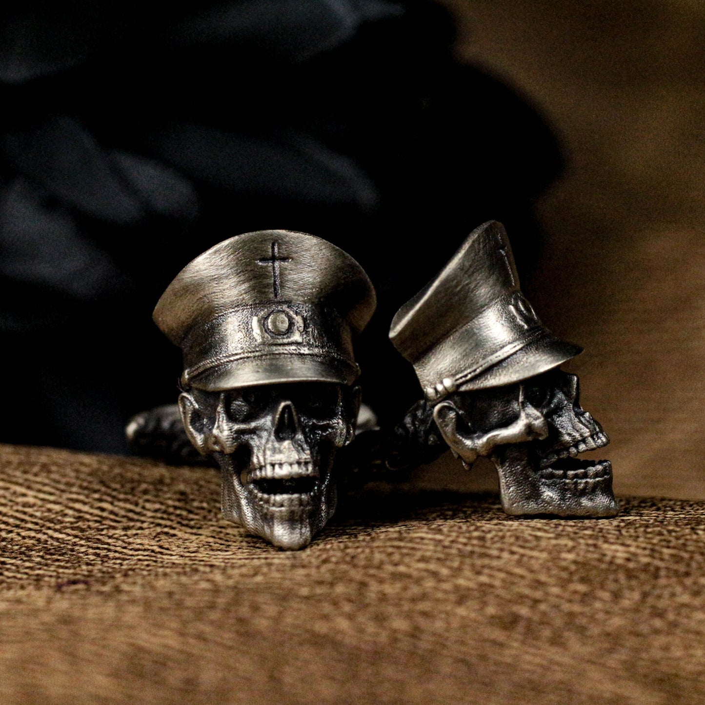 Skull Pirate Ship Cufflinks, 925 Silver Handmade