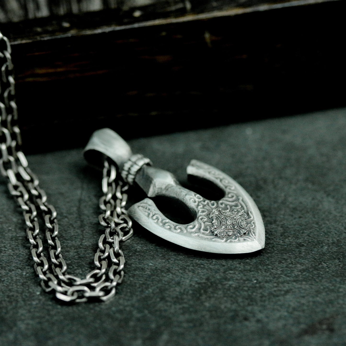 Gothic Anchor Pendant with Ornate Carving - 925 Sterling Silver Handmade