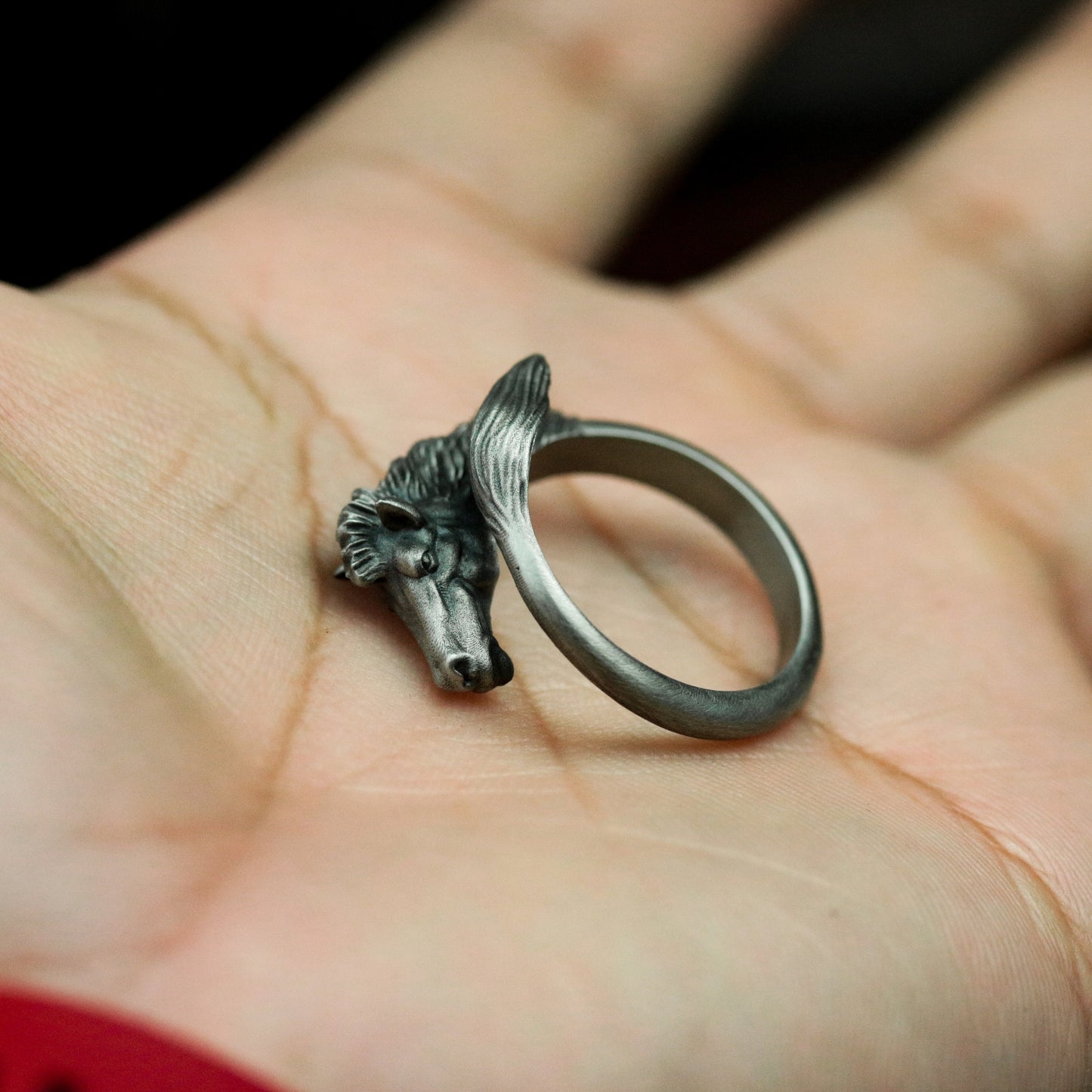 Running Horse Adjustable Ring - 925 Silver Handmade