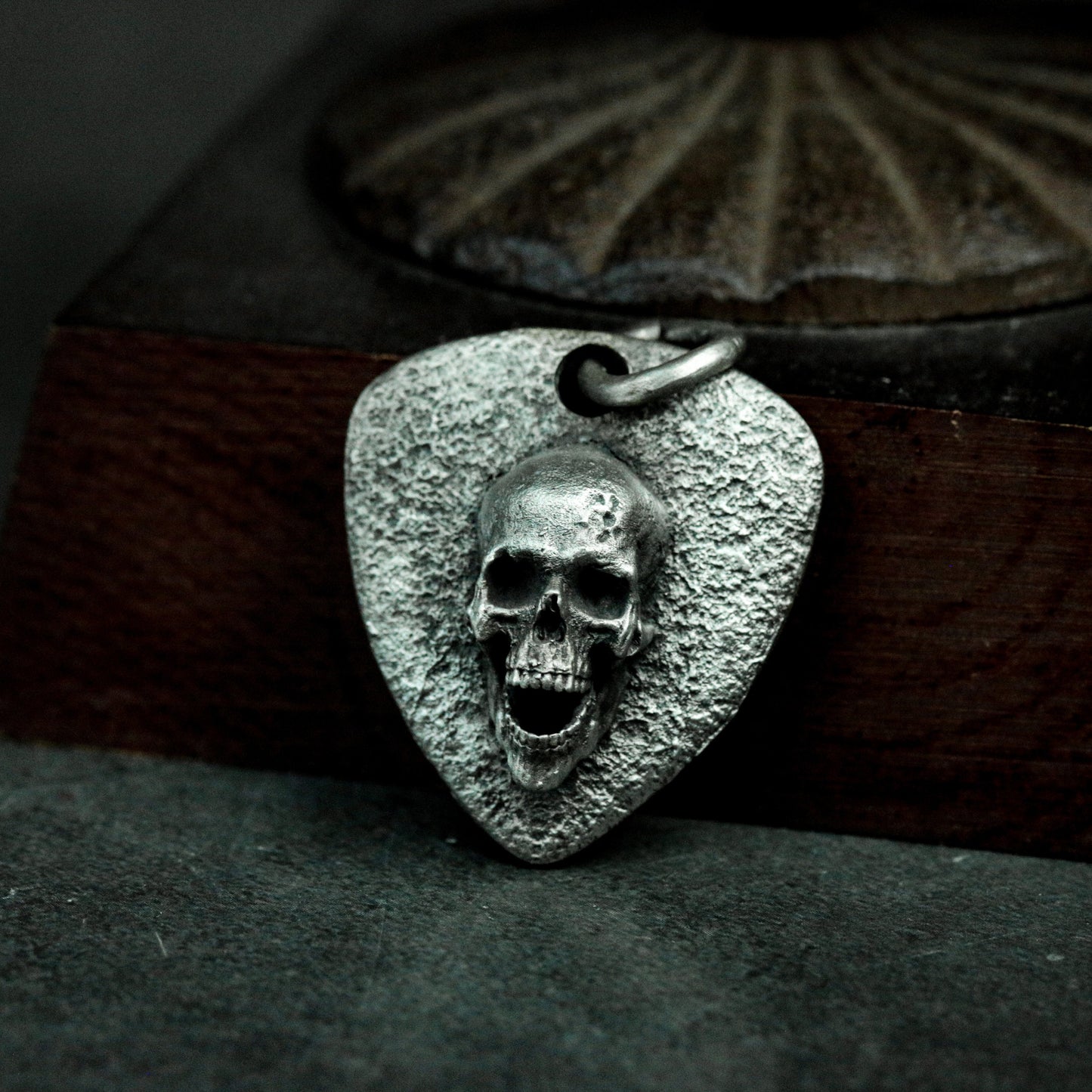 Hammered Pick Skull Pendant ¨C Handmade 925 Silver Rock Amulet Necklace