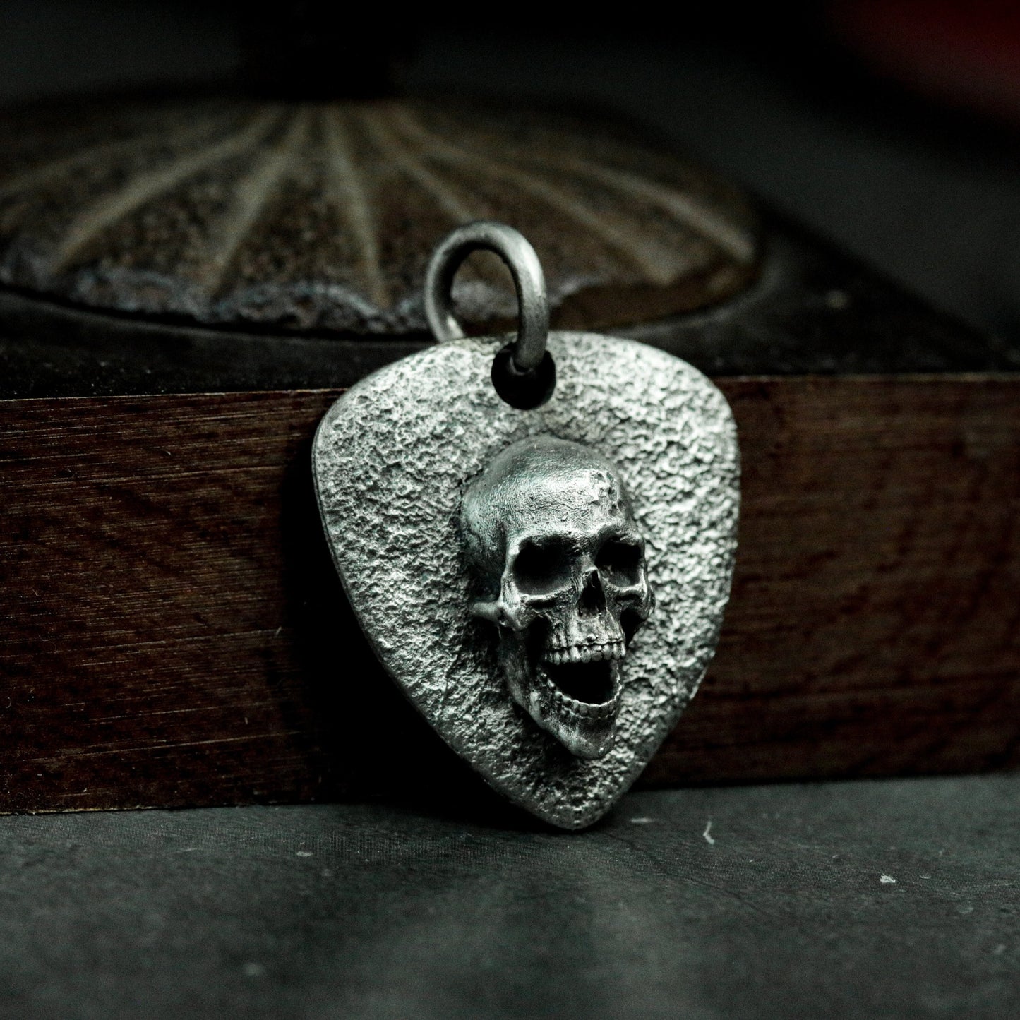 Hammered Pick Skull Pendant ¨C Handmade 925 Silver Rock Amulet Necklace