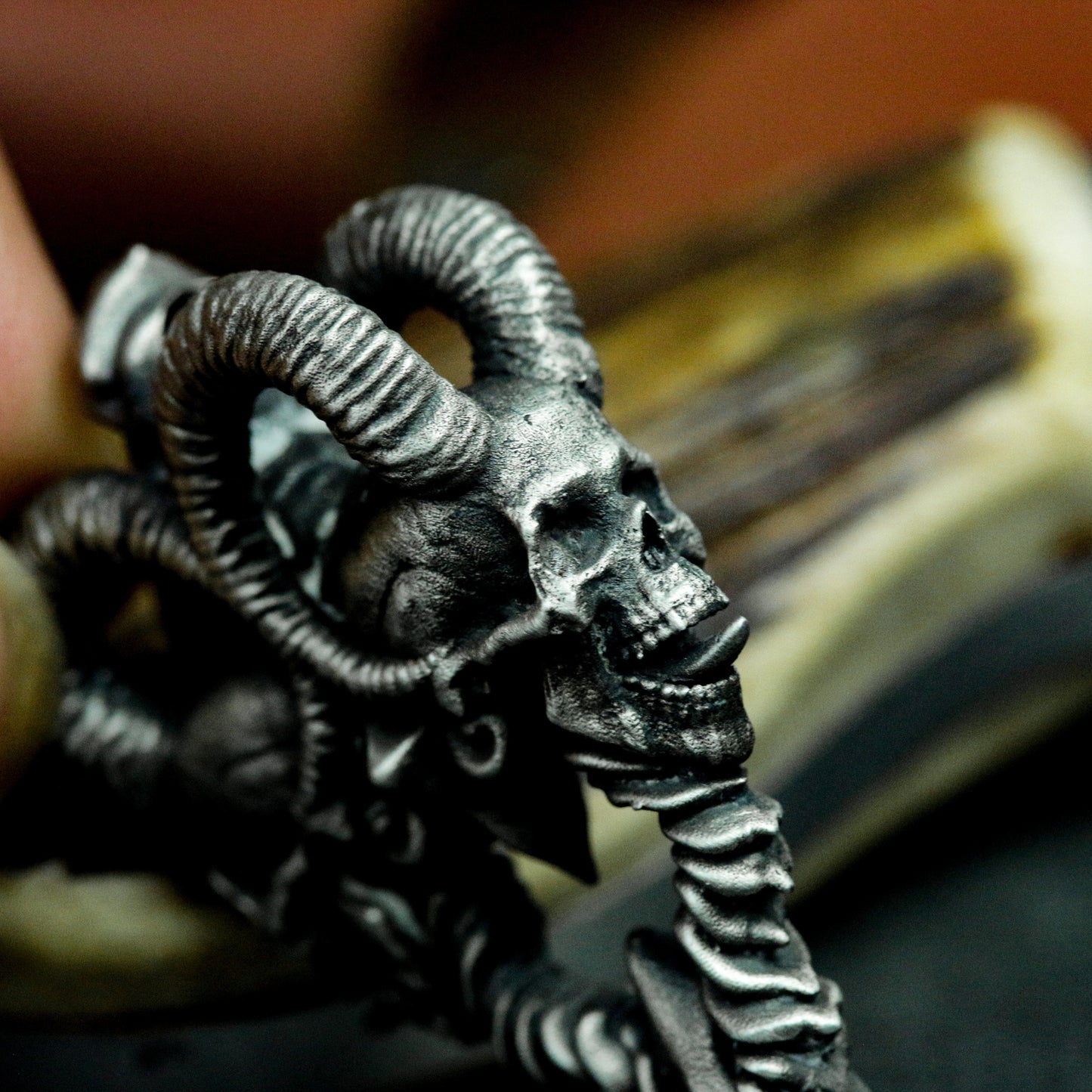 Double Horned Beast Pendant ¨C 925 Silver Handmade