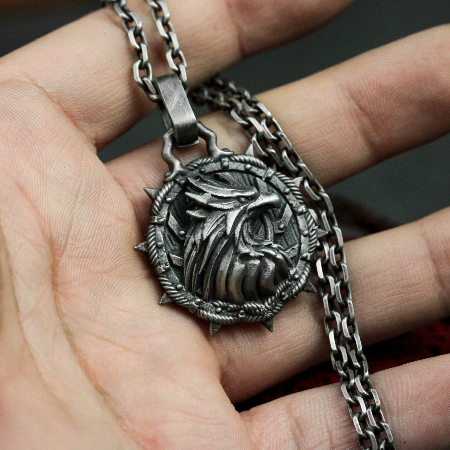 Serpent Ringed Eagle Pendant ¨C 925 Sterling Silver Handmade