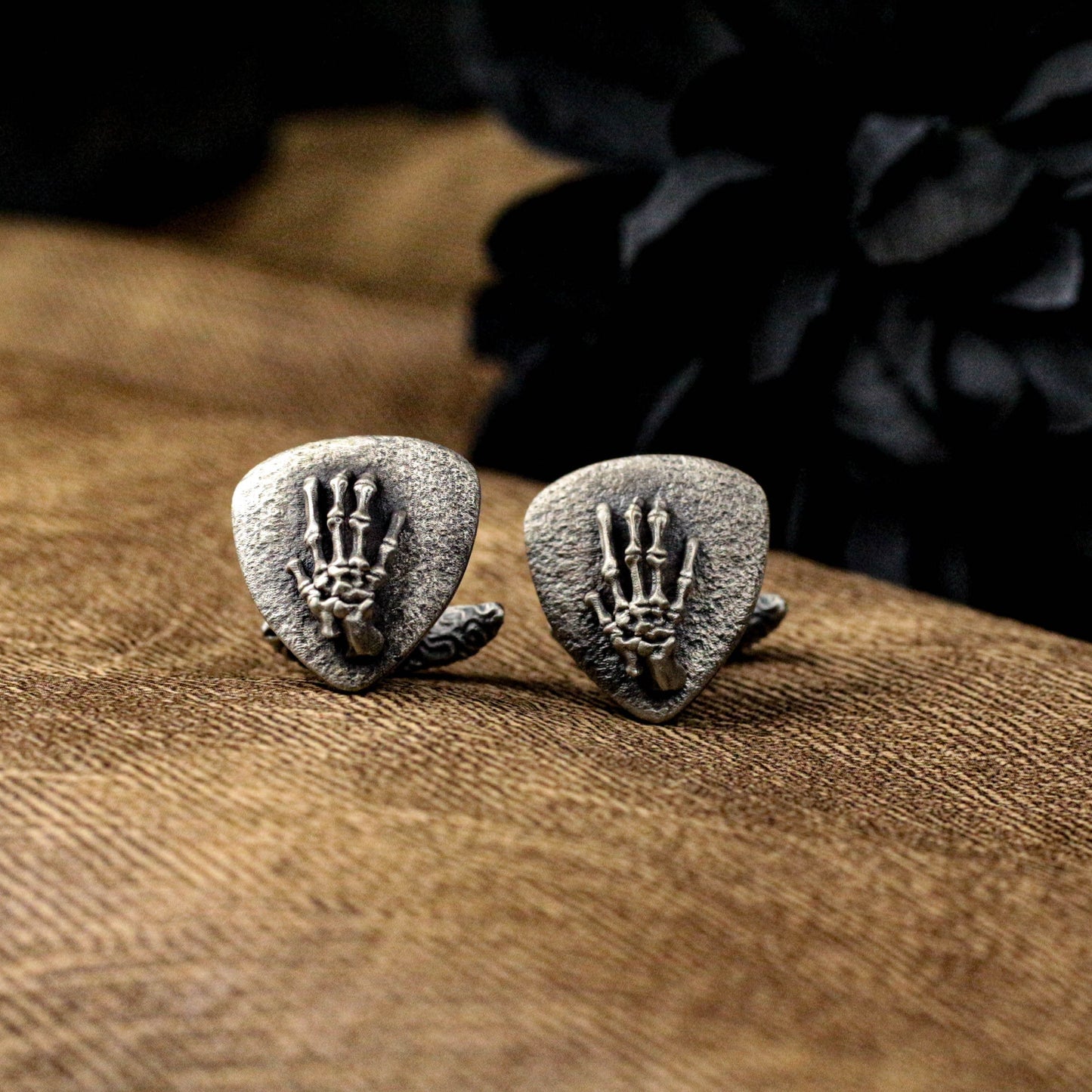 Hand Bone Gothic Rock Cufflinks - 925 Sterling Silver Handmade