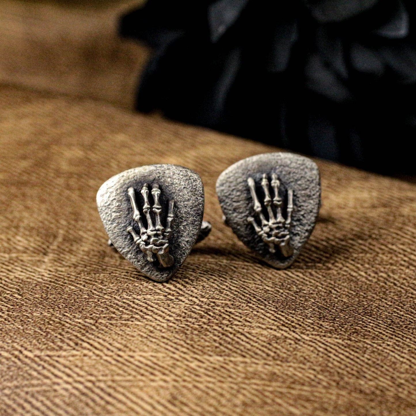 Hand Bone Gothic Rock Cufflinks - 925 Sterling Silver Handmade