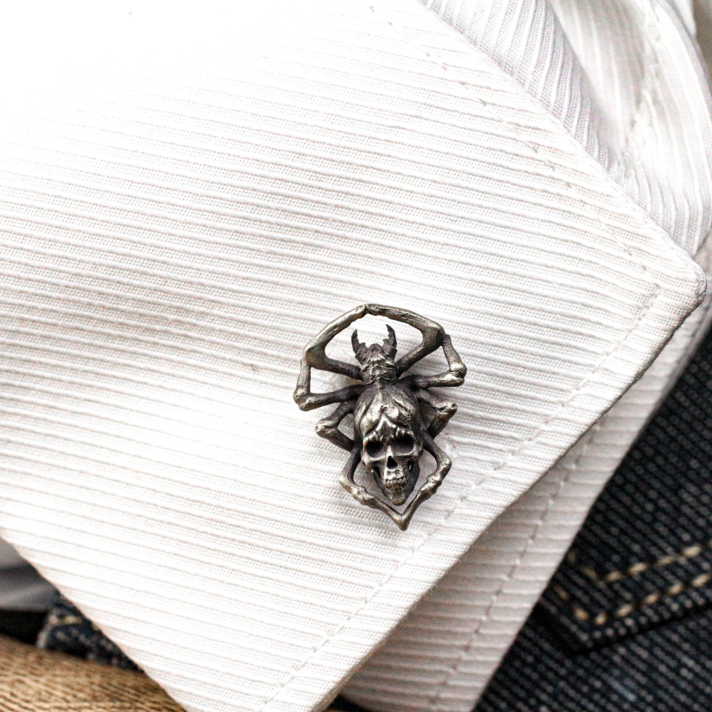 Skull Spider Cufflinks - 925 Silver Handmade