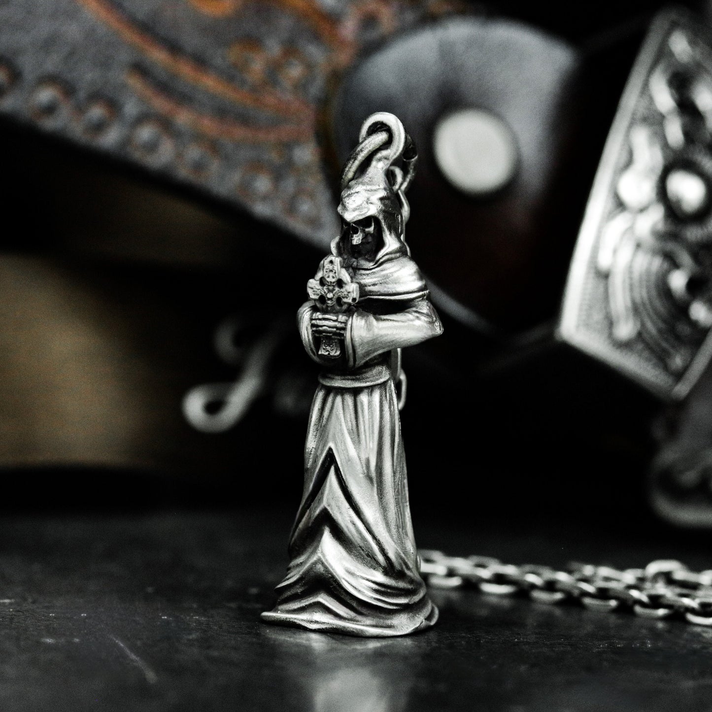 Standing Grim Reaper Pendant ¨C 925 Sterling Silver Handmade