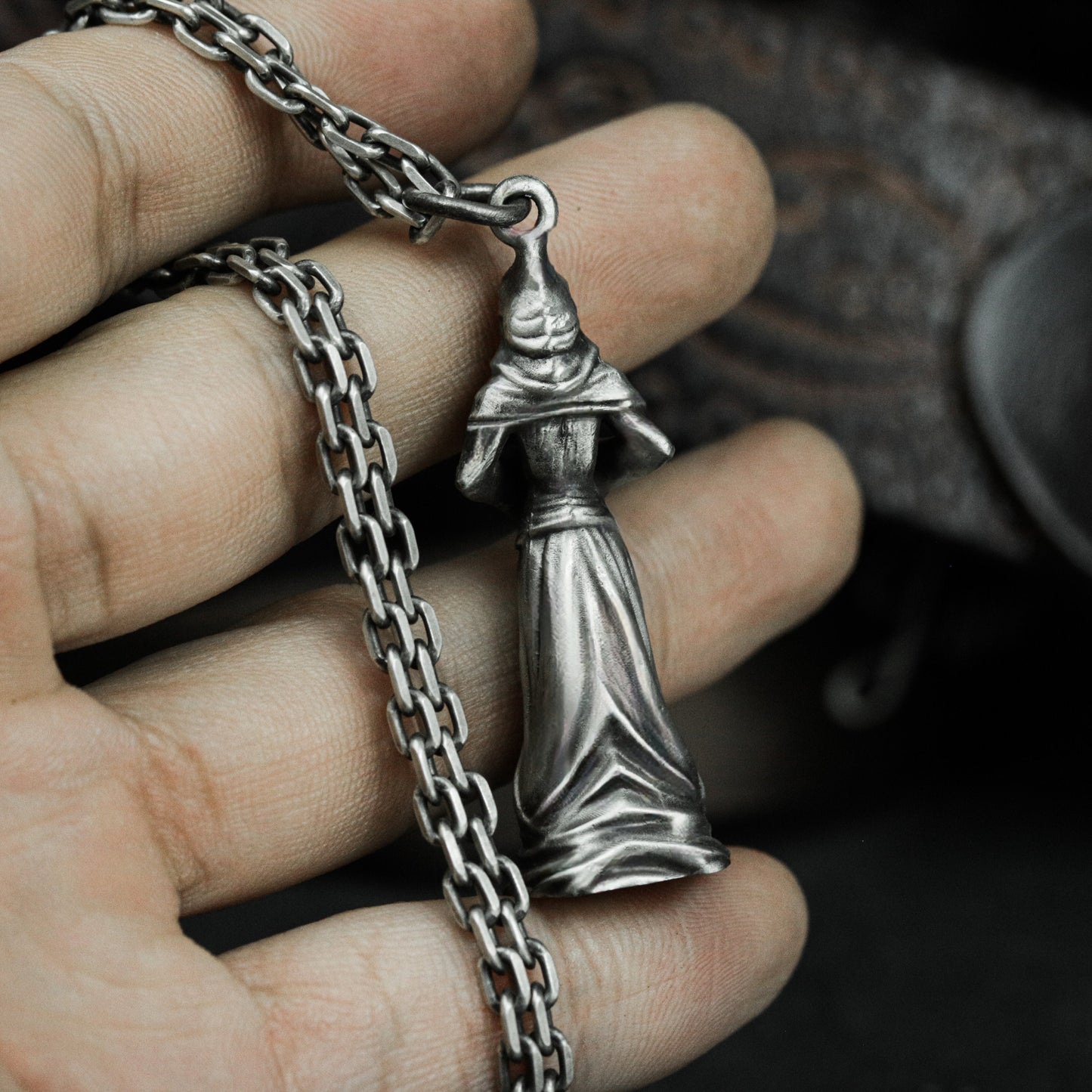 Standing Grim Reaper Pendant ¨C 925 Sterling Silver Handmade