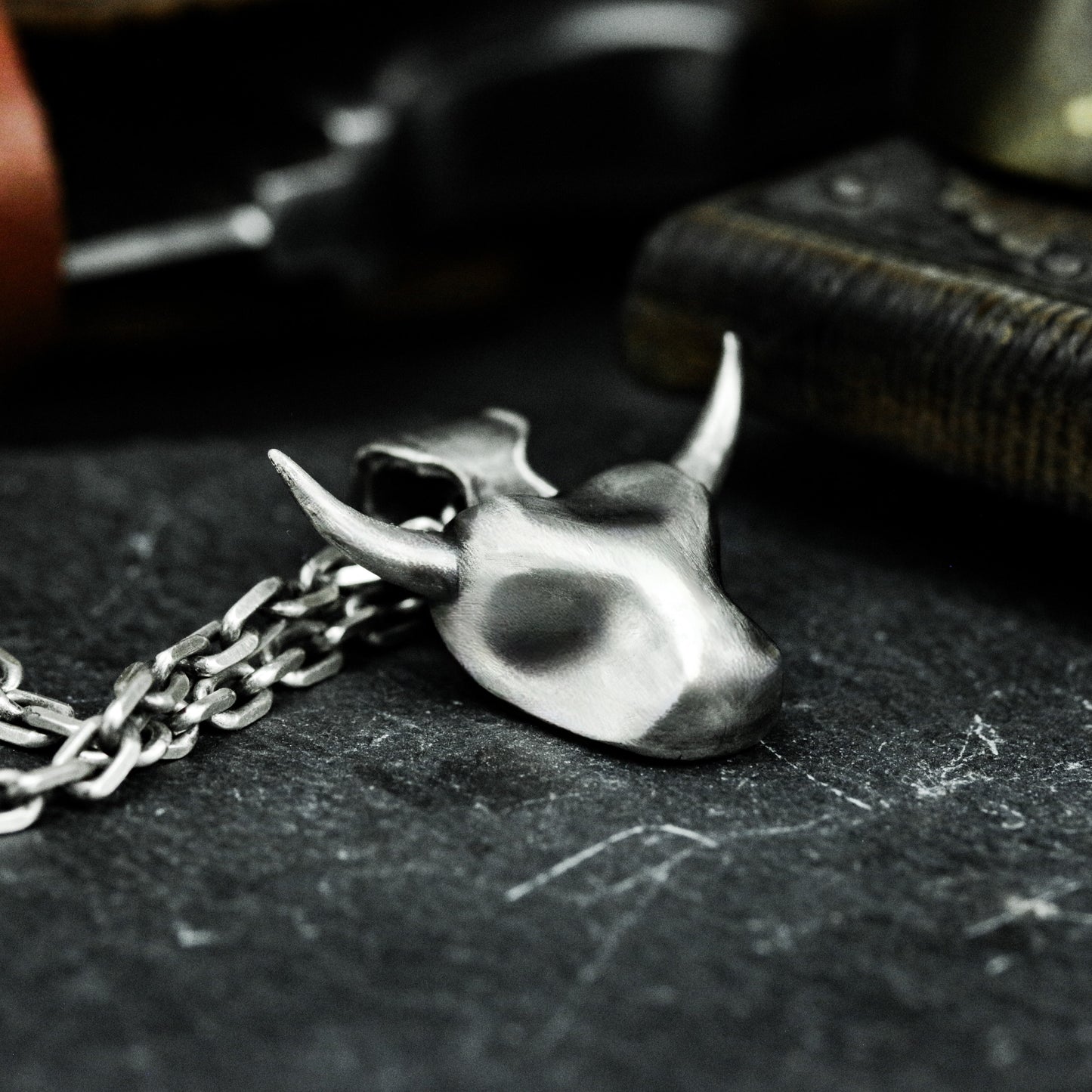 Minimal Bull Pendant - 925 Silver Handmade Clean Form