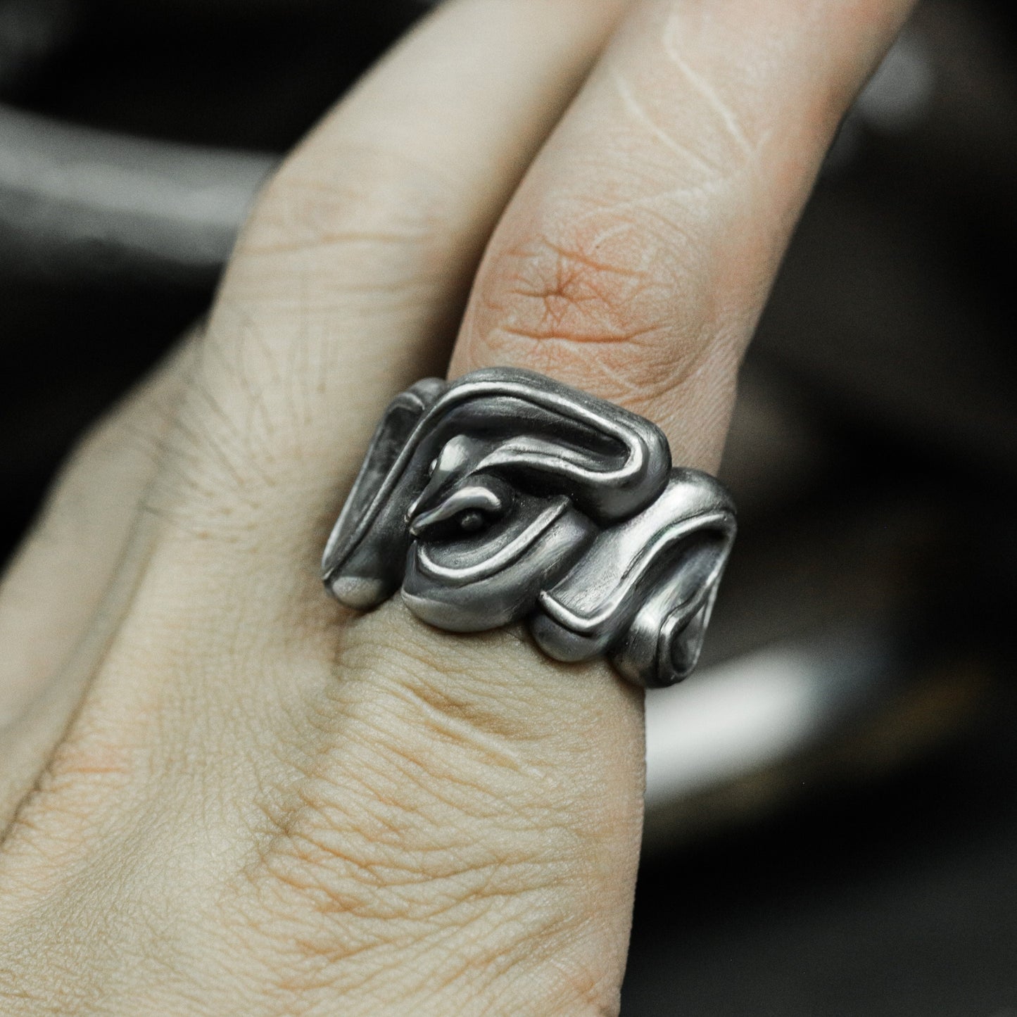 Medusa Viper Snake Ring - 925 Silver Handmade