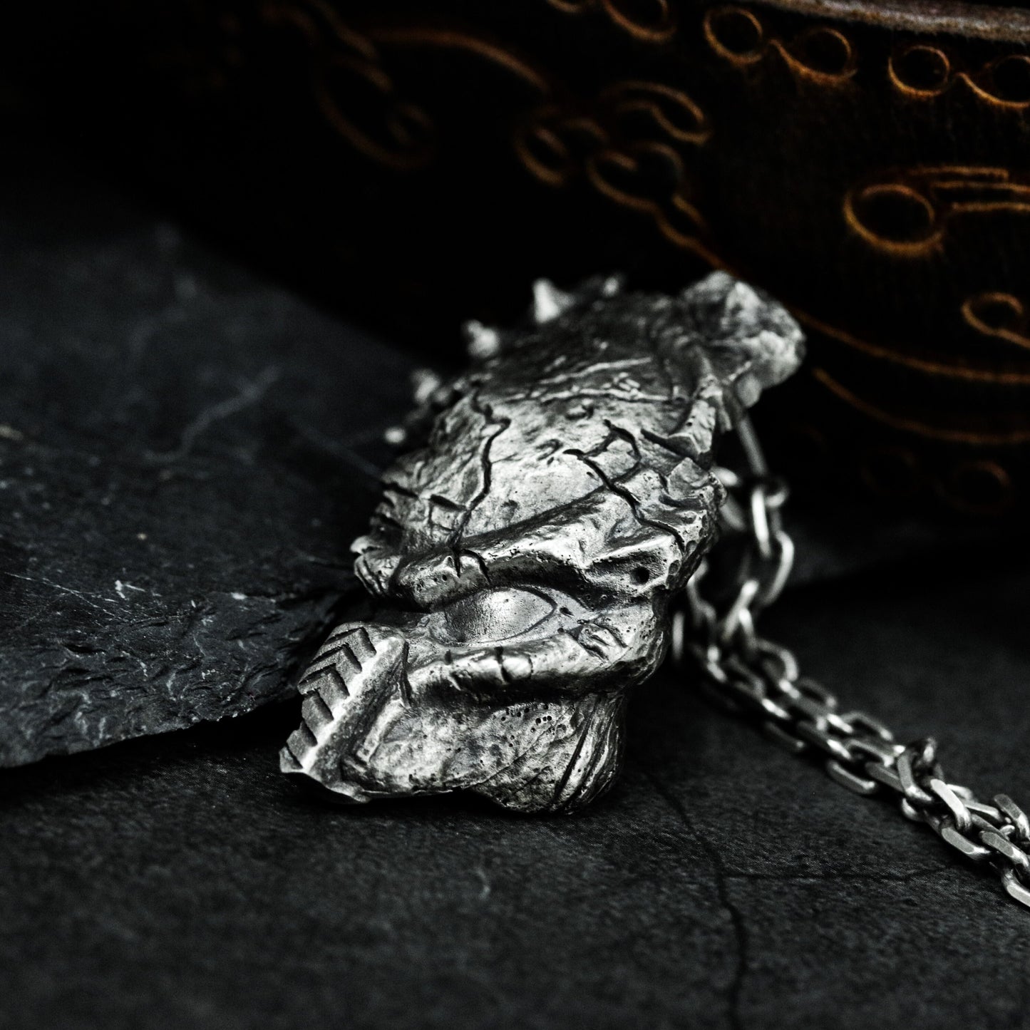 Cracked Statue Pendant - 925 Silver Handmade Worn Elegance