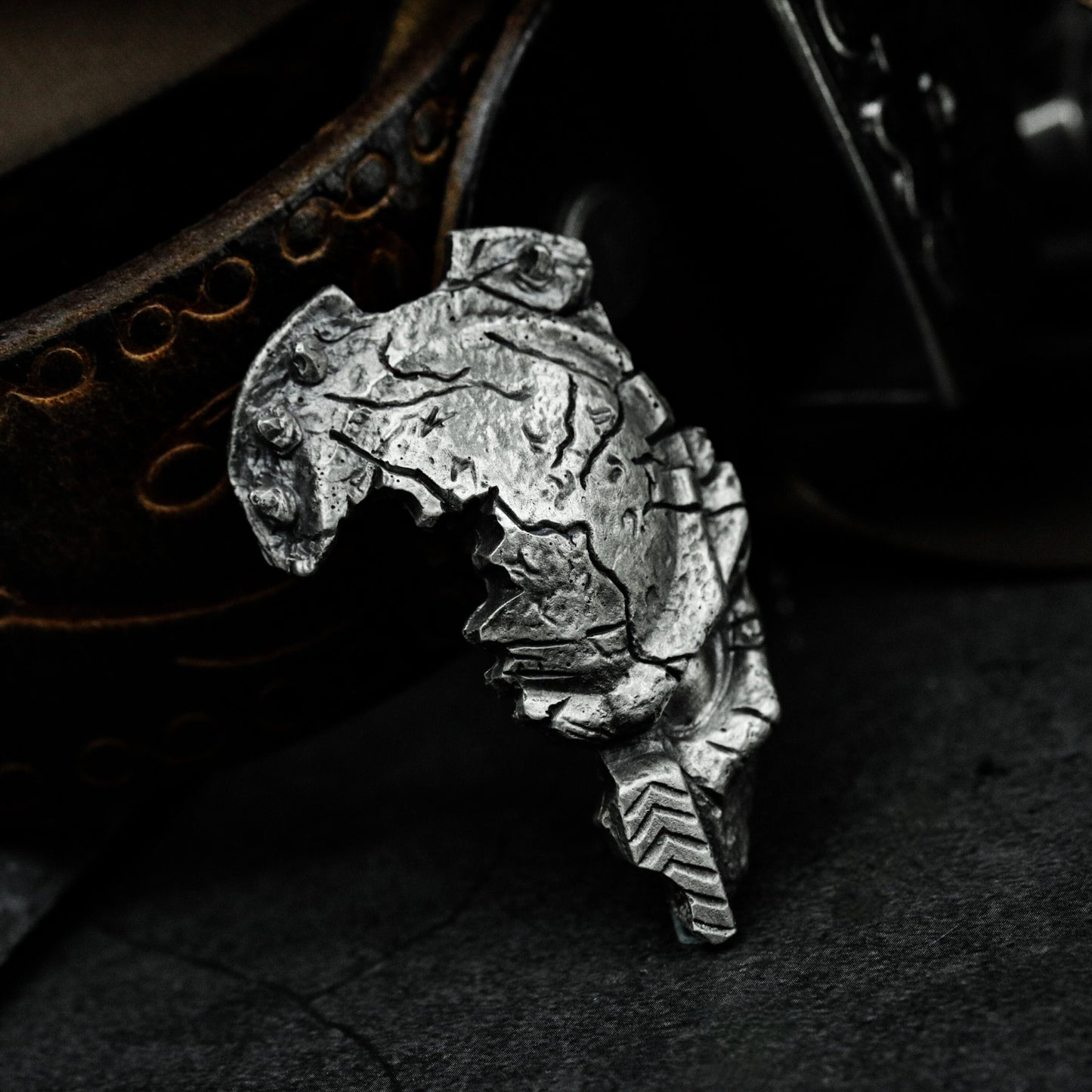 Cracked Statue Pendant - 925 Silver Handmade Worn Elegance
