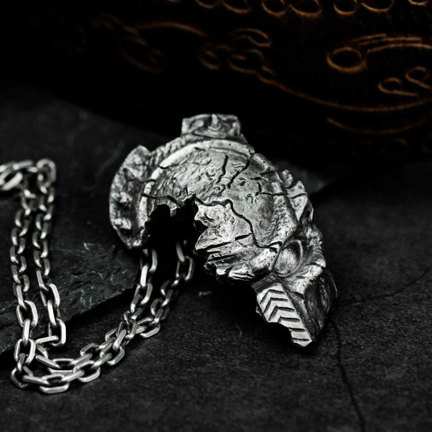 Cracked Statue Pendant - 925 Silver Handmade Worn Elegance