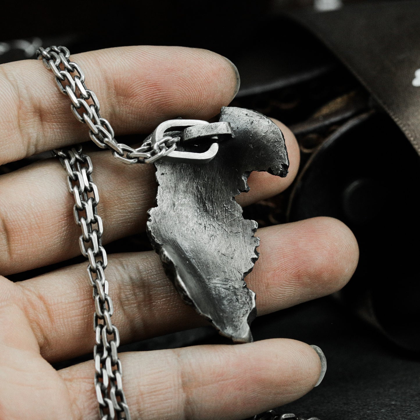 Cracked Statue Pendant - 925 Silver Handmade Worn Elegance