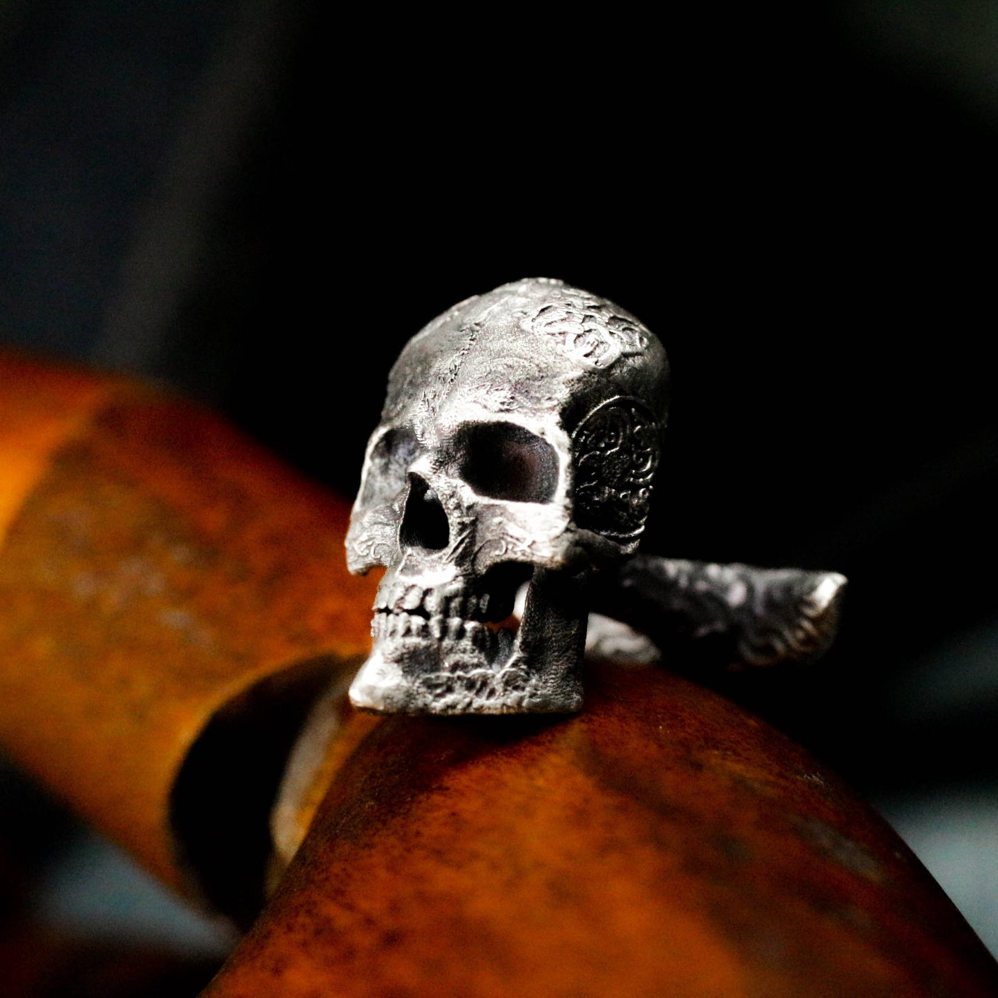 Totem Texture Skull Cufflinks - 925 Sterling Silver Handmade