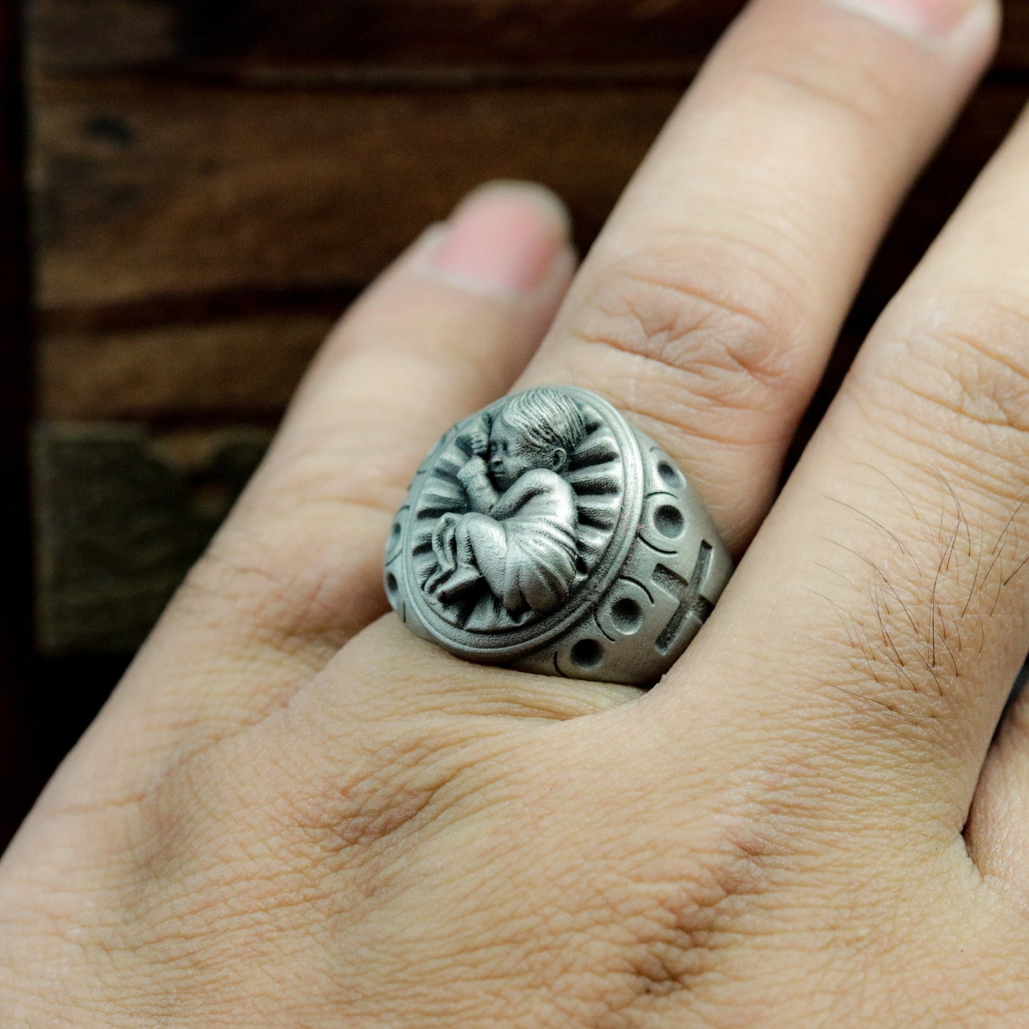 Infant Christ Ring ¨C Handmade 925 Silver Nativity Blessing Band