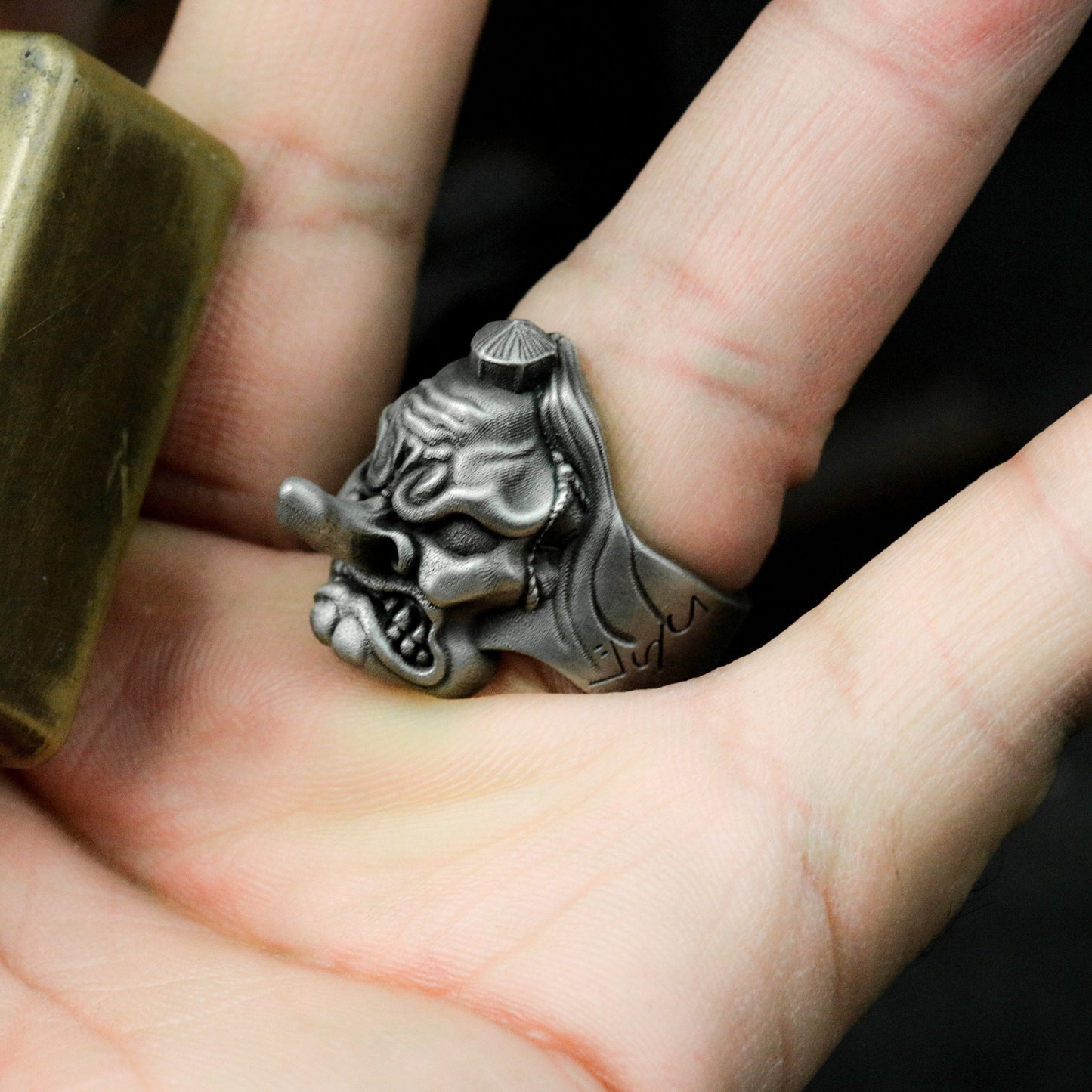Tengu Ring ¨C Handmade 925 Silver Japanese Spirit Band