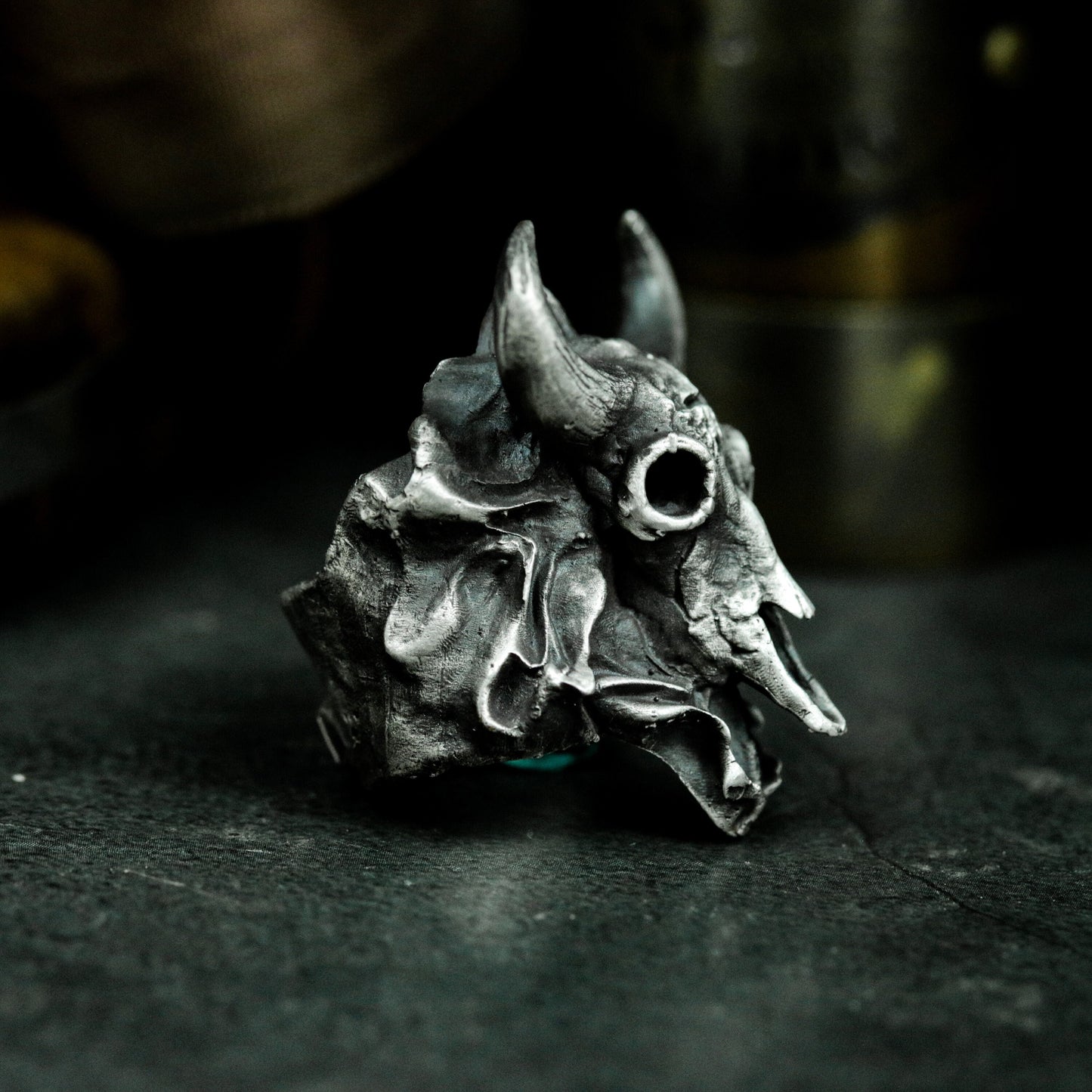 Bison Skull Ring - 925 Silver Handmade