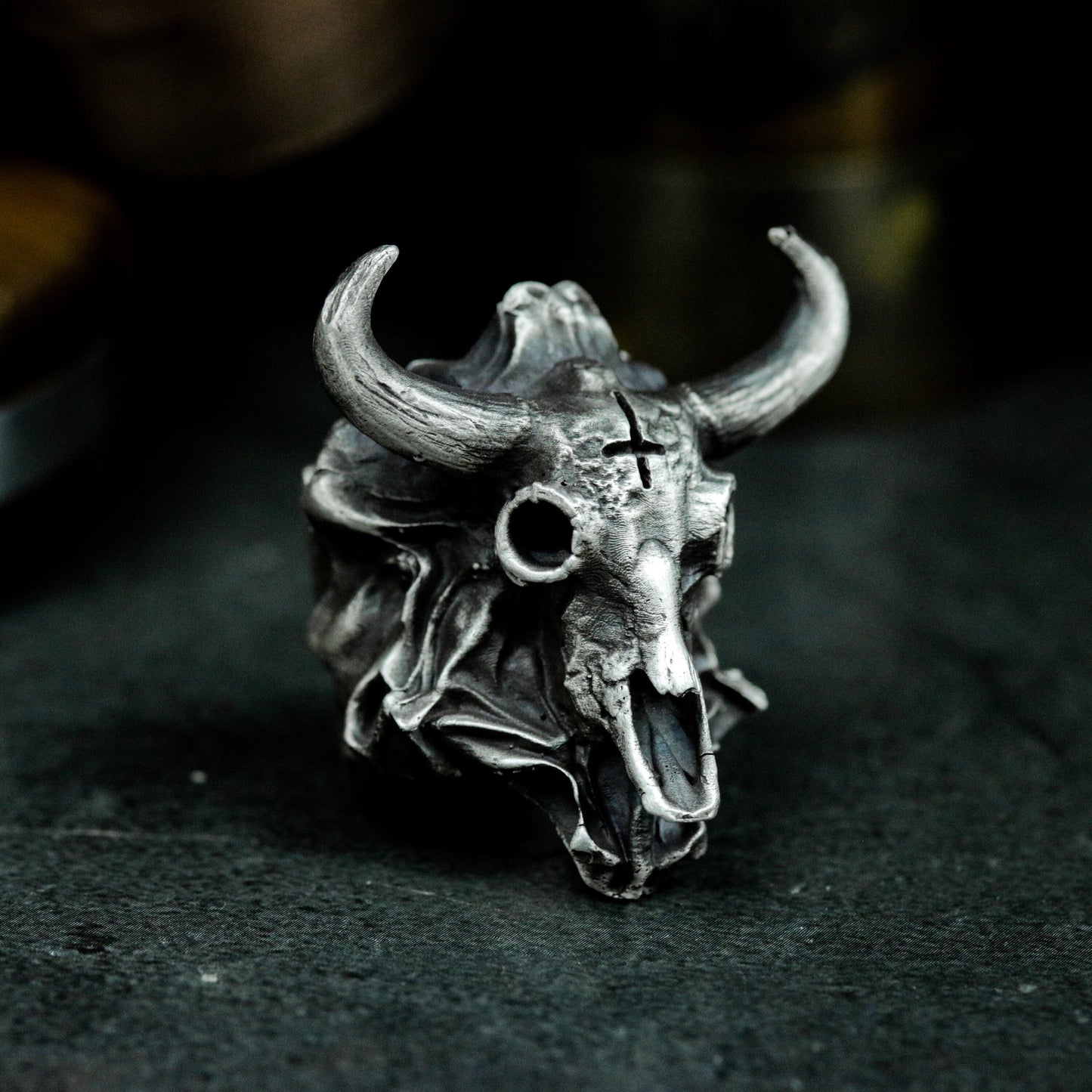 Bison Skull Ring - 925 Silver Handmade