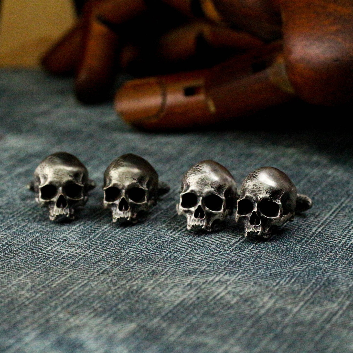 Human Skull Cufflinks - 925 Silver Handmade