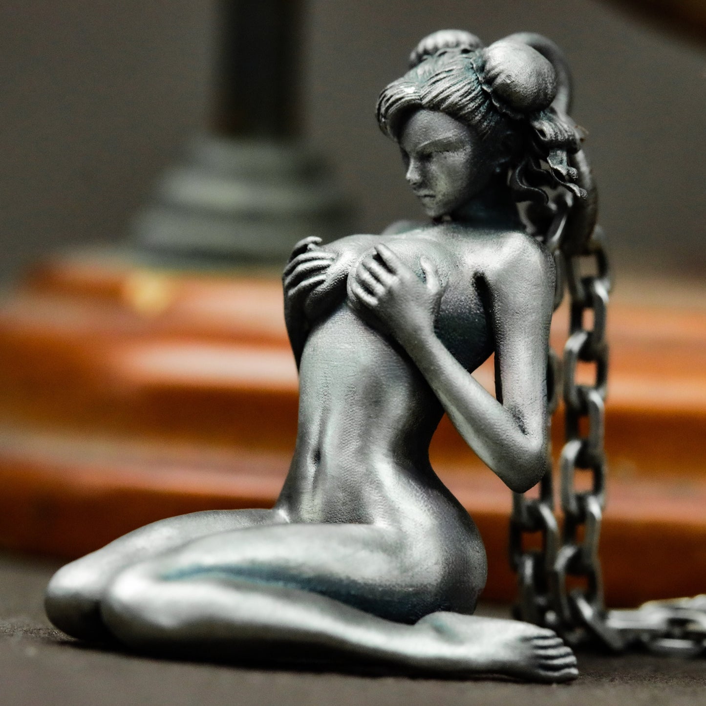 Kneeling Nude Elf Woman Pendant ¨C 925 Sterling Silver Handmade