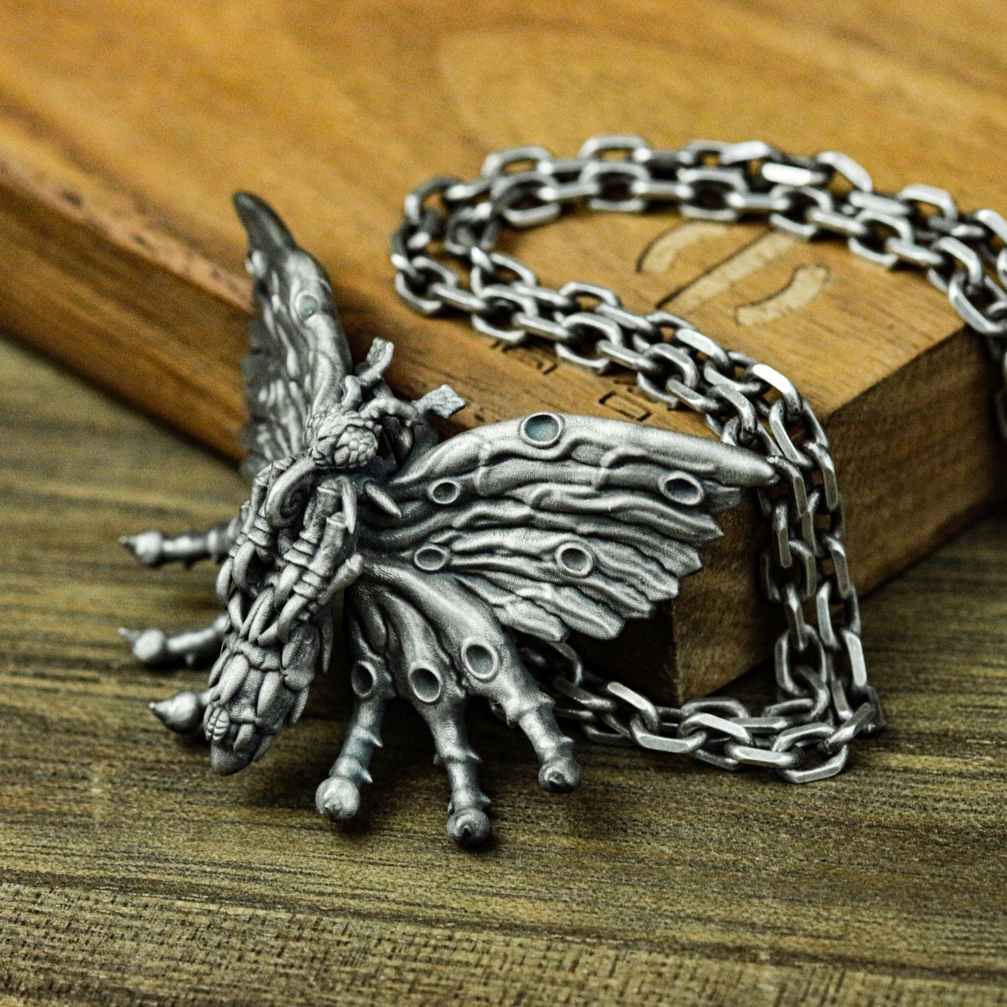Death Moth Pendant ¨C Handmade 925 Silver Gothic Insect Necklace