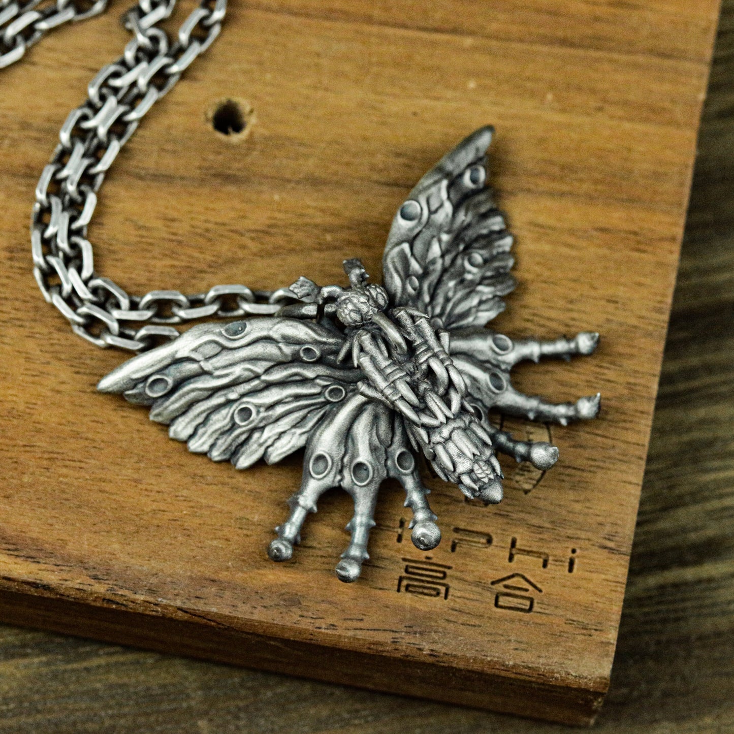 Death Moth Pendant ¨C Handmade 925 Silver Gothic Insect Necklace