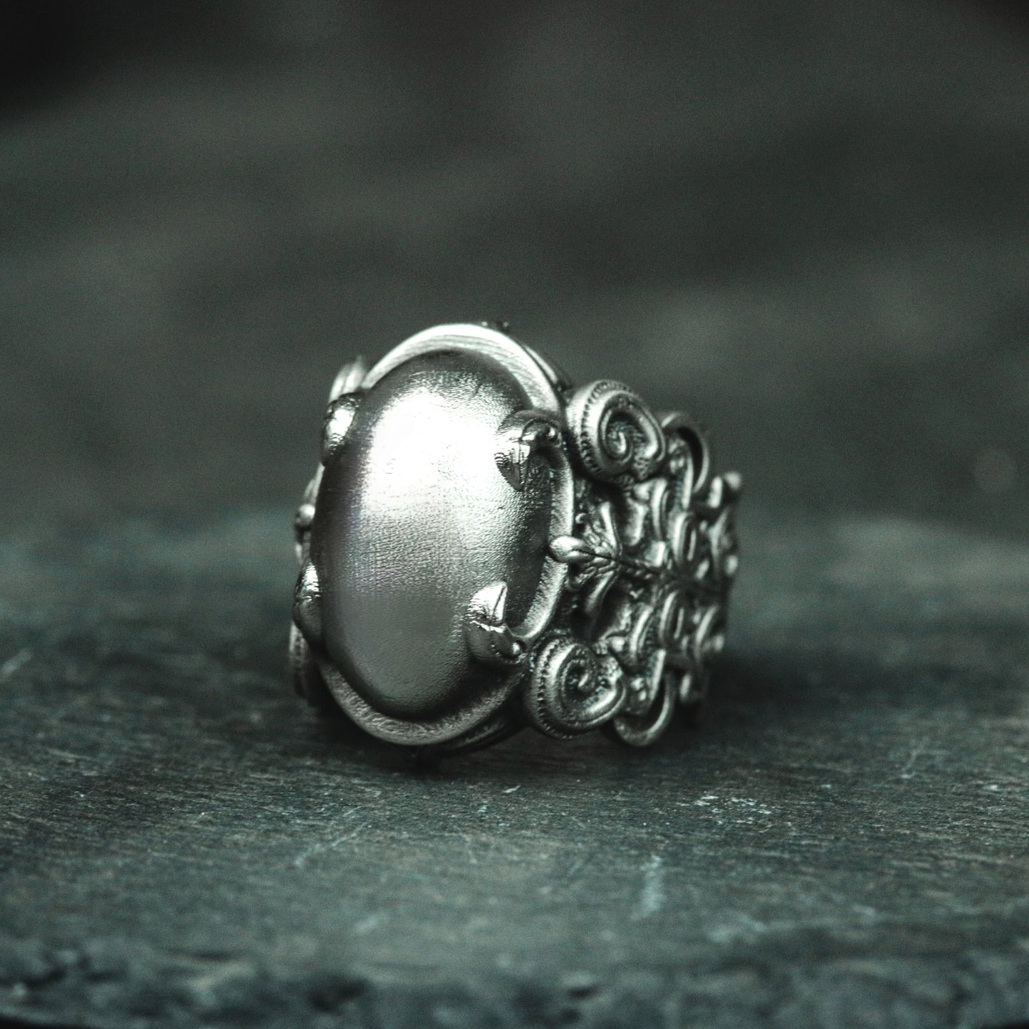 Taotie Texture Ring - 925 Silver Handmade