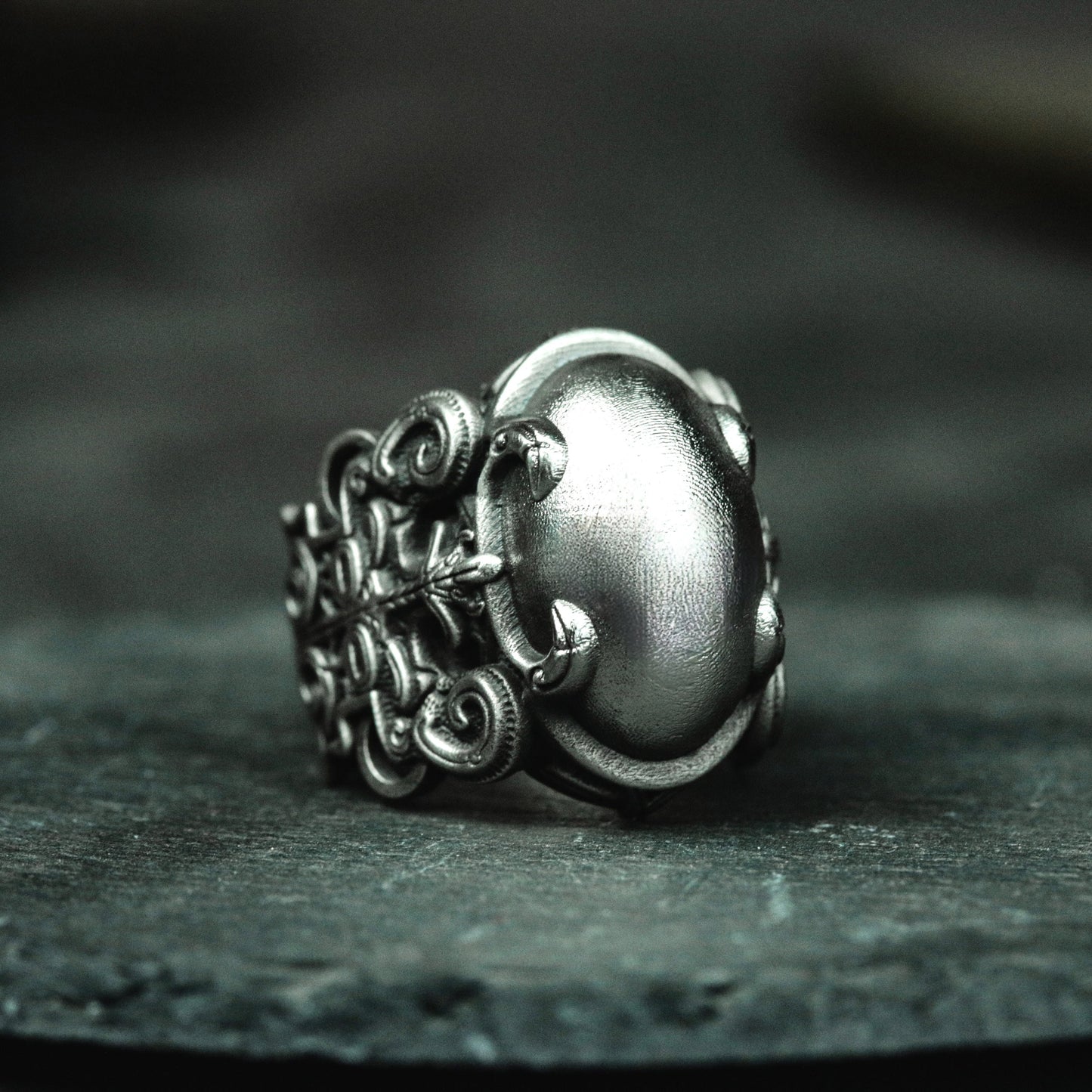 Taotie Texture Ring - 925 Silver Handmade