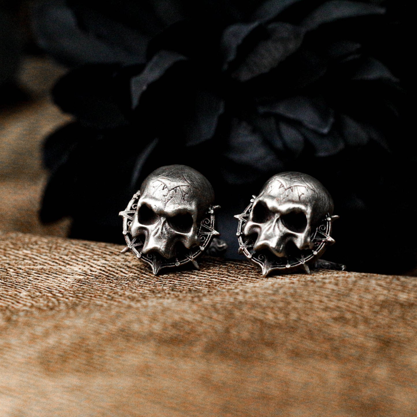 Astrological Wheel Skull Cufflinks - 925 Sterling Silver Handmade