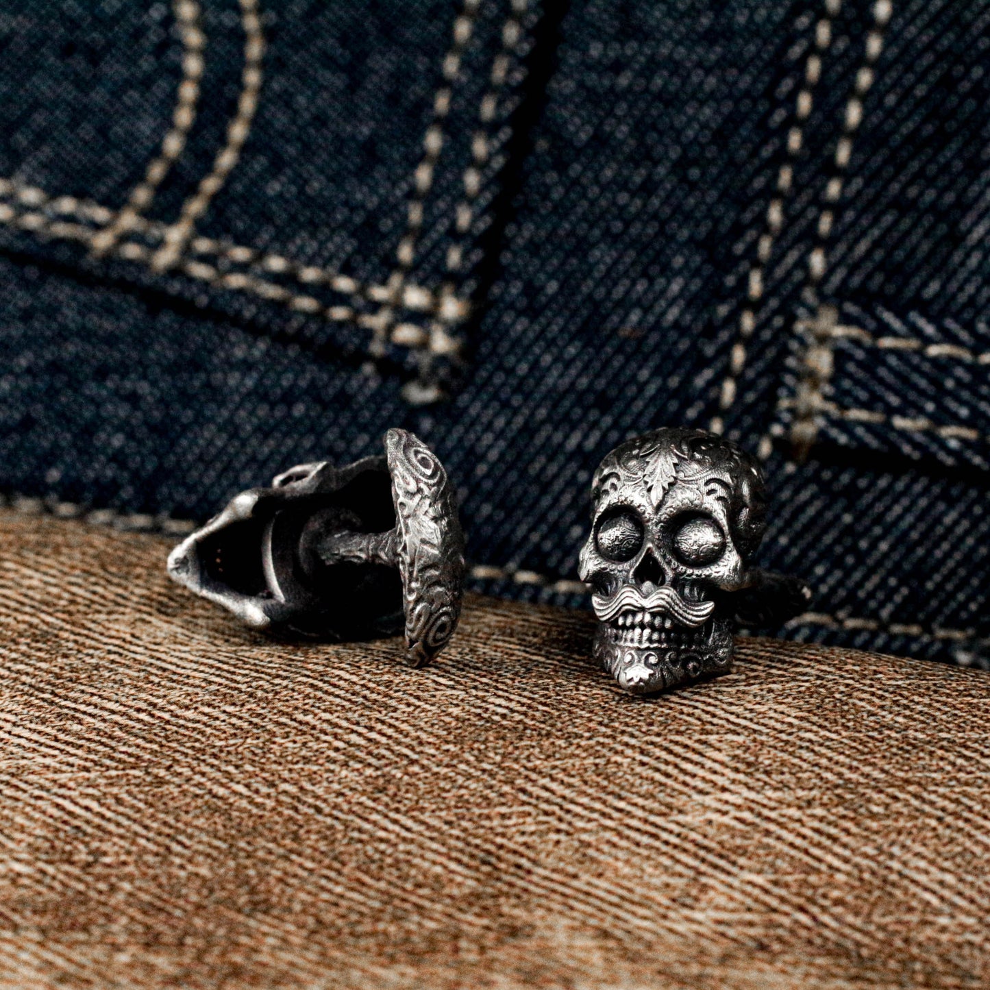 Mexican Gangster Sugar Skull Cufflinks - 925 Silver Handmade
