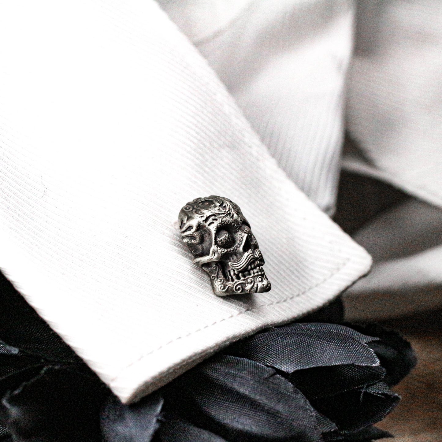Mexican Gangster Sugar Skull Cufflinks - 925 Silver Handmade