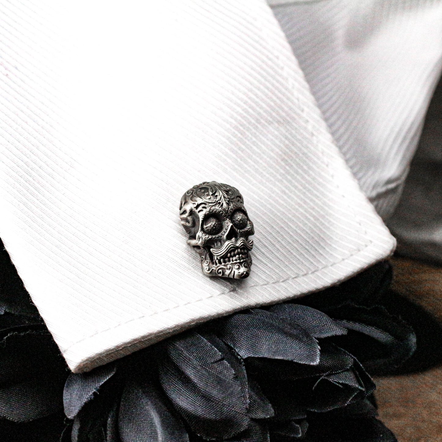 Mexican Gangster Sugar Skull Cufflinks - 925 Silver Handmade