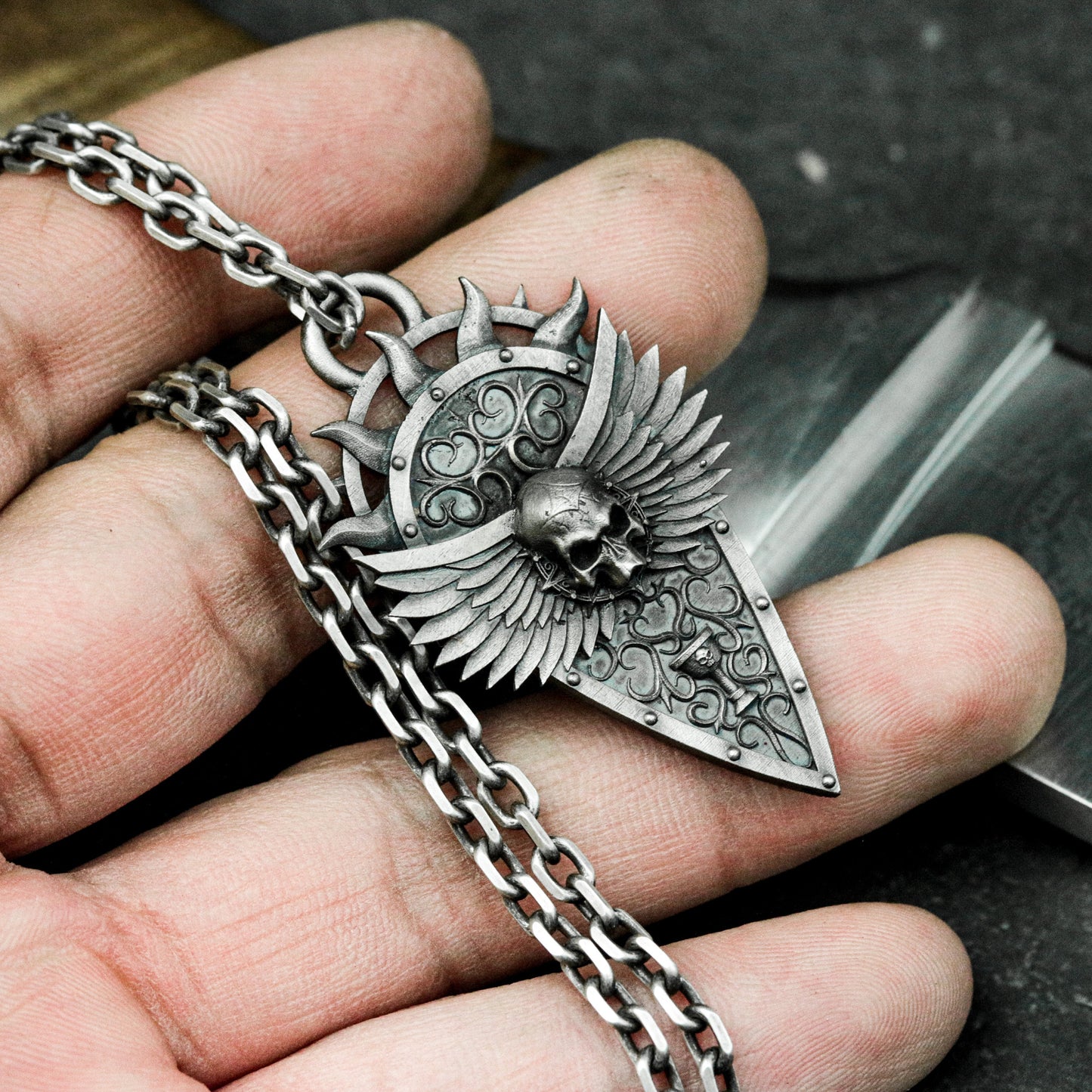 British Mourning Pendant - 925 Silver Handmade