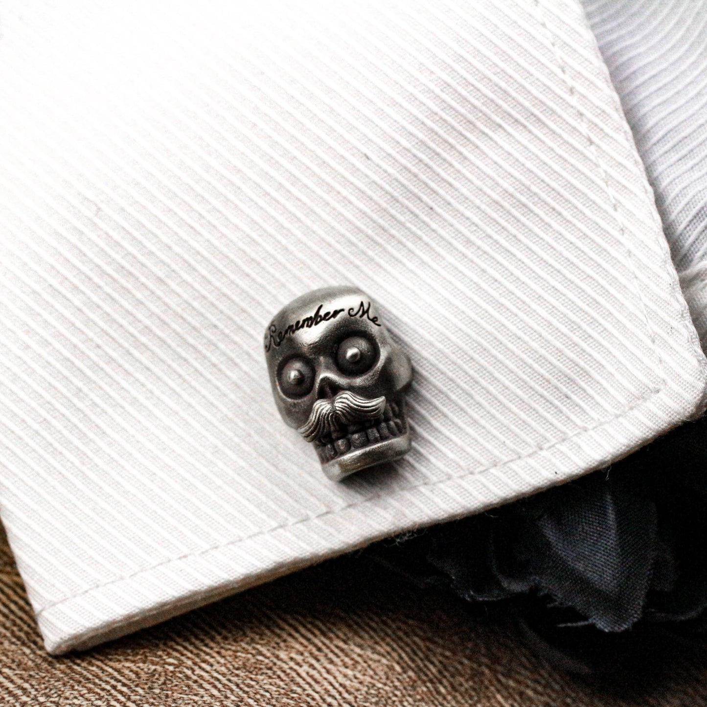 Gothic Baroque Skull Cufflinks - Vintage Design 925 Silver Handmade