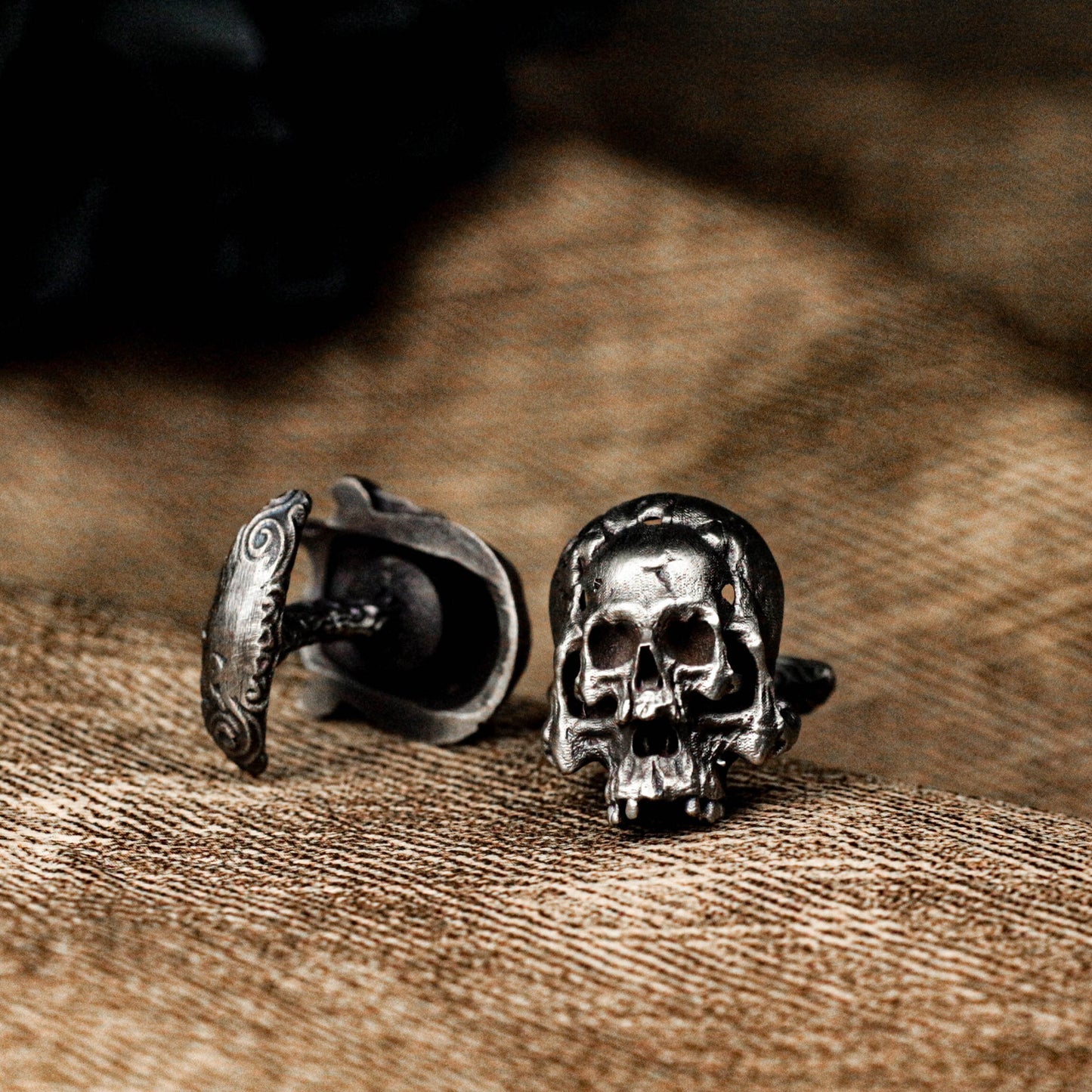 Halfjaw Skull Cufflinks - 925 Sterling Silver Handmade