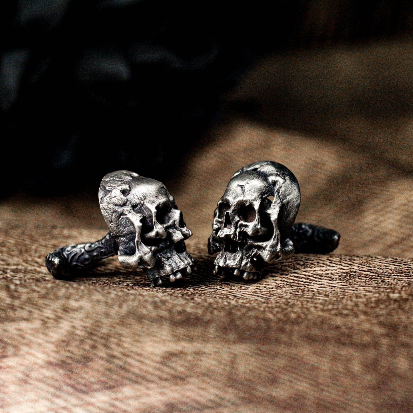 Halfjaw Skull Cufflinks - 925 Sterling Silver Handmade