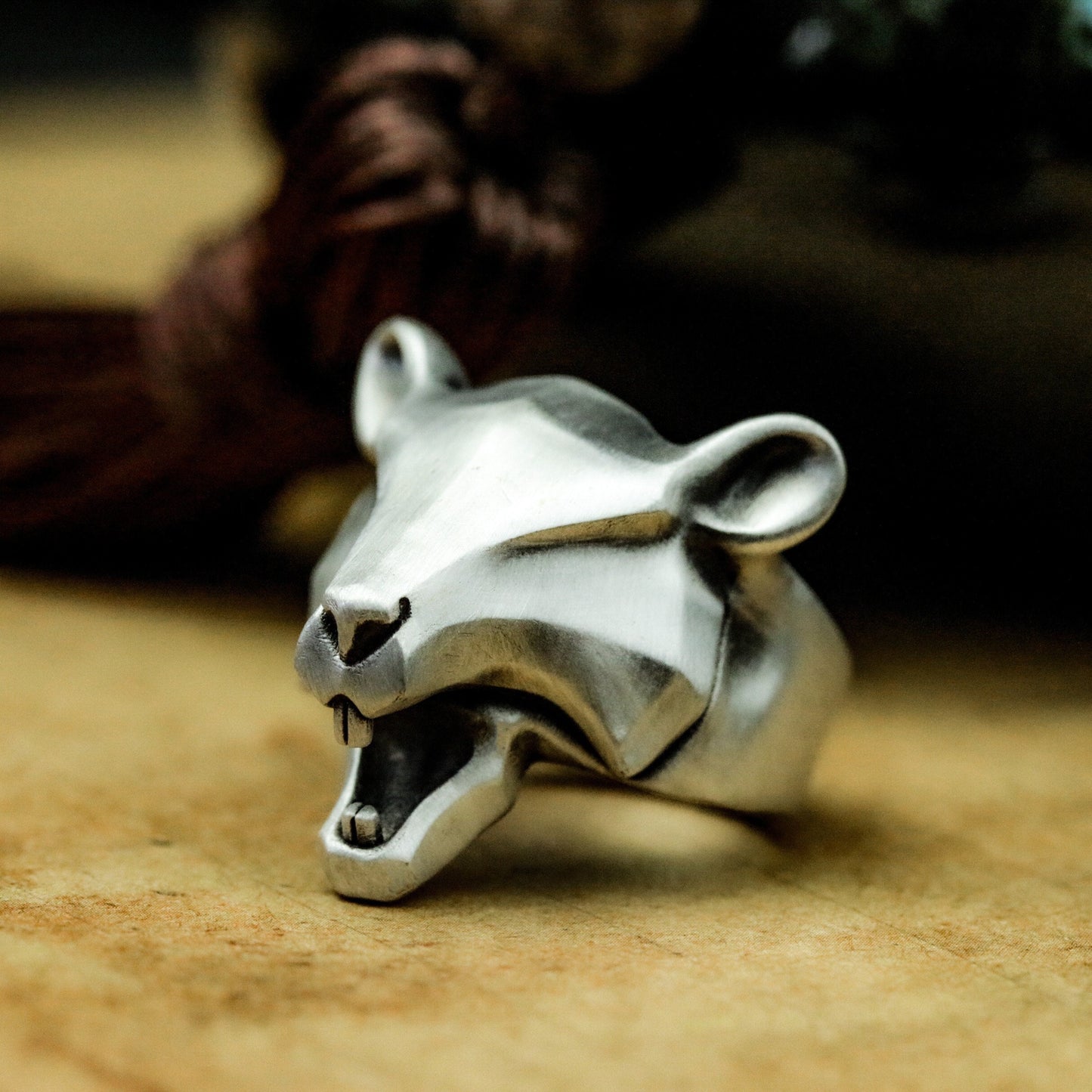 Bear Minimalist Ring ¨C 925 Silver Handmade