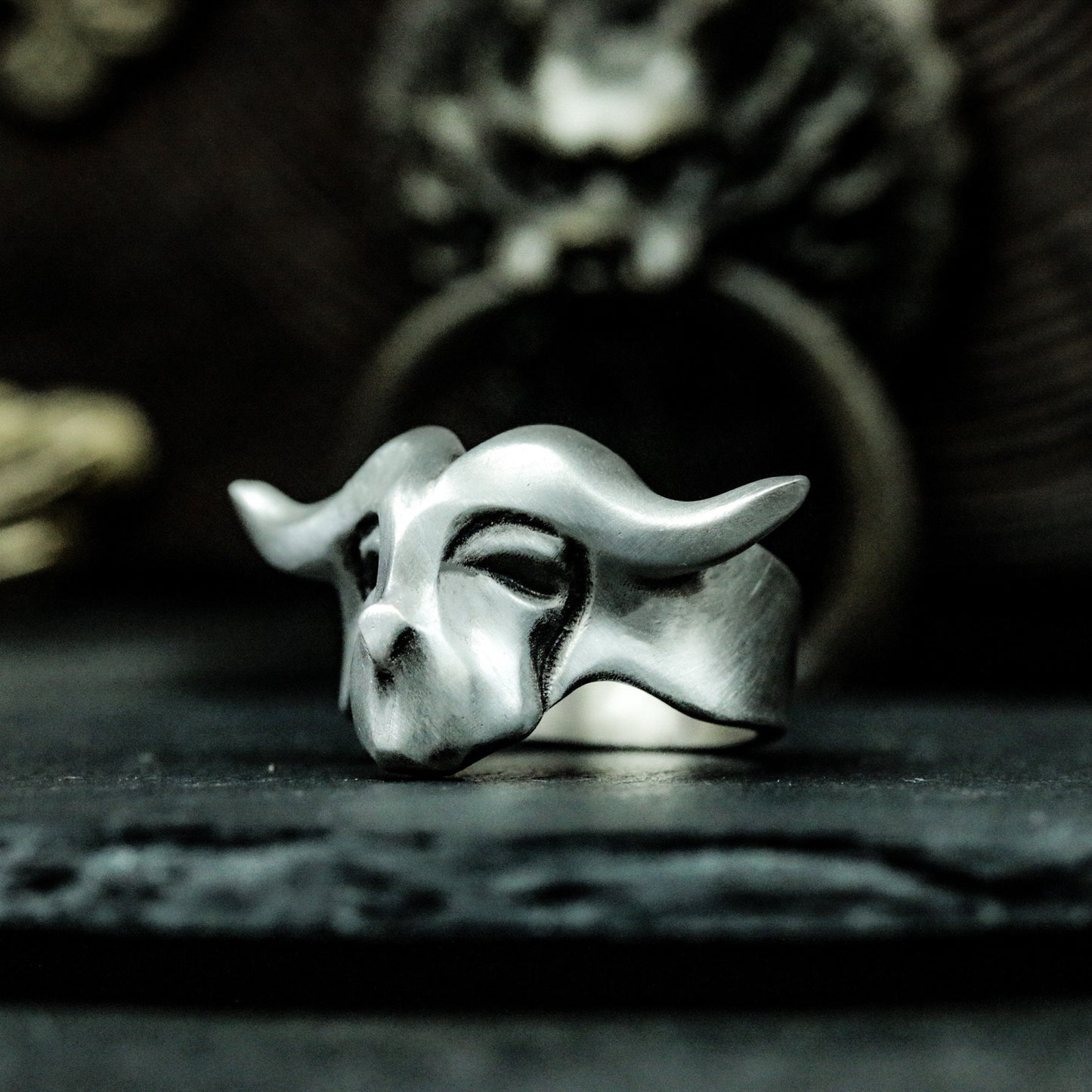 Bull Skull Ring ¨C 925 Silver Handmade