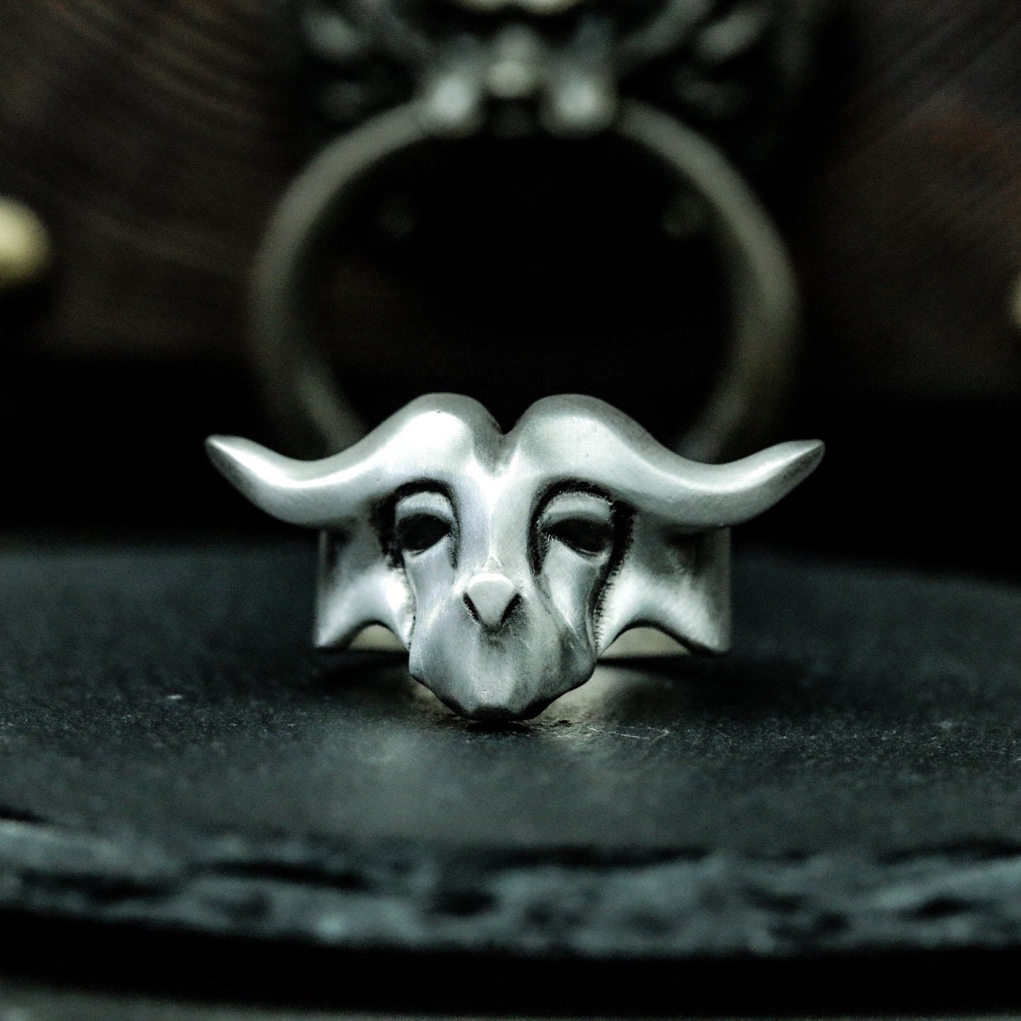 Bull Skull Ring ¨C 925 Silver Handmade