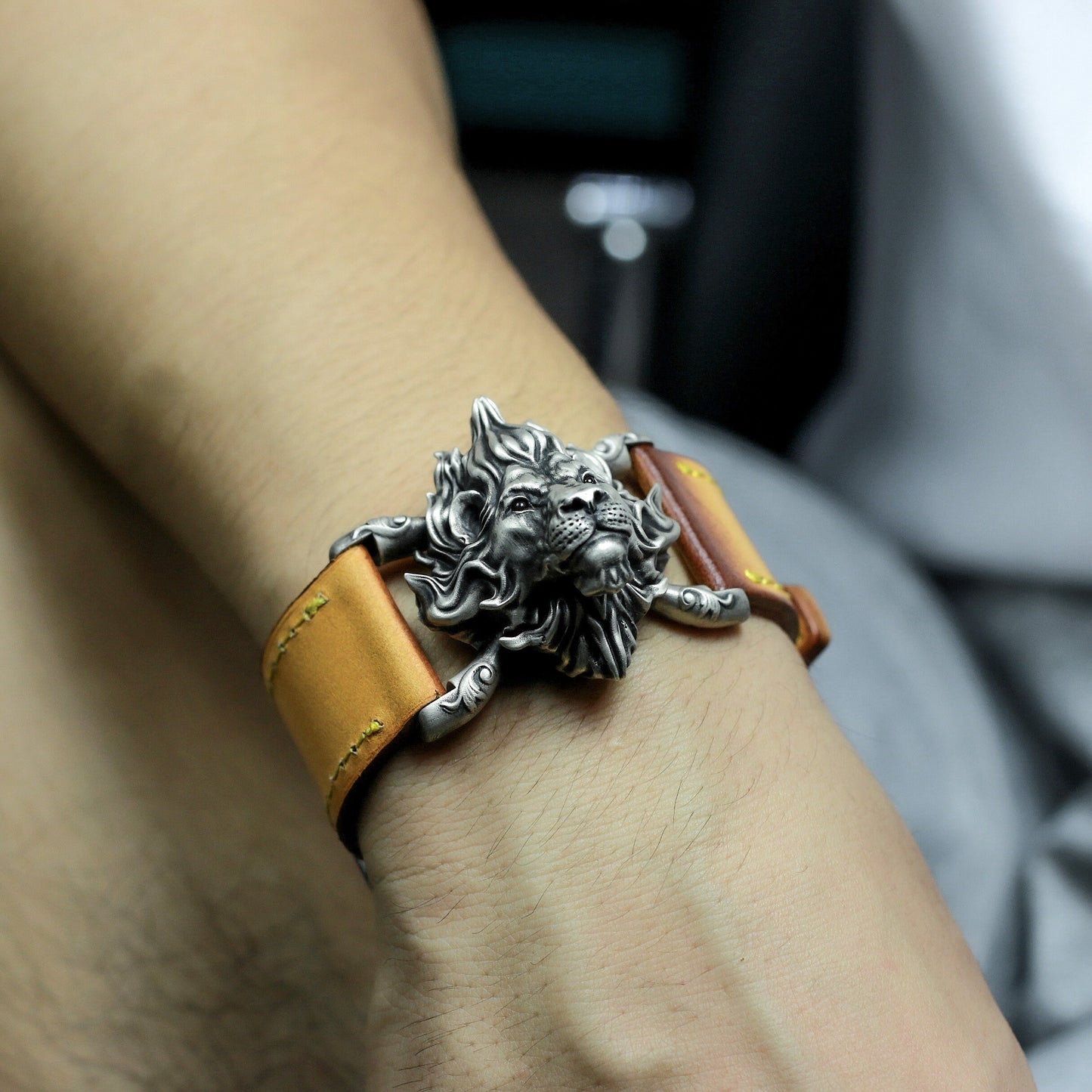 Lion Head Bracelet ¨C Handmade 925 Silver King of Jungle Wristband