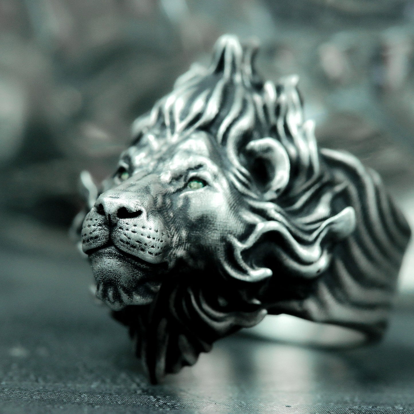 Flame Lion Ring ¨C Handmade 925 Silver Fierce Guardian Band