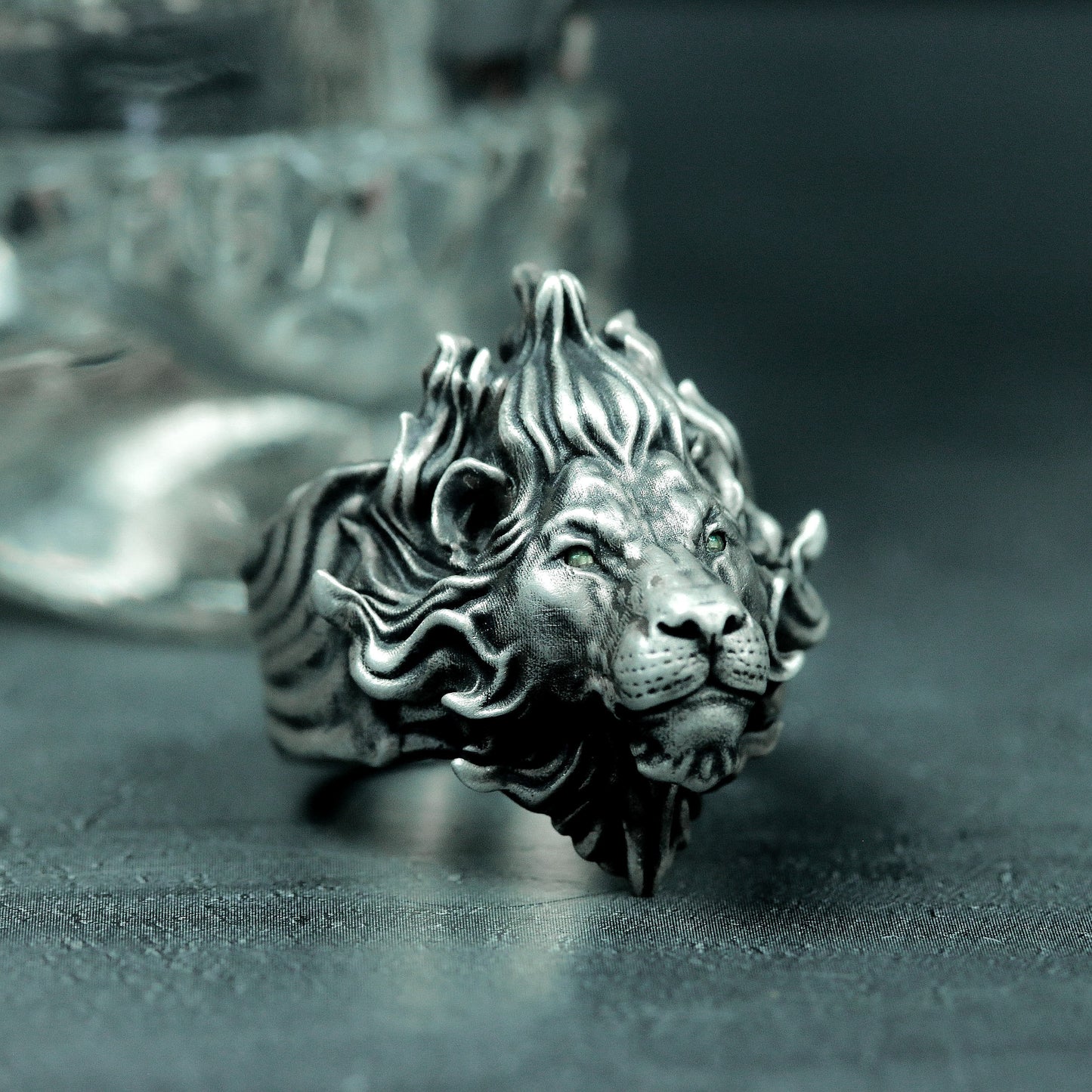 Flame Lion Ring ¨C Handmade 925 Silver Fierce Guardian Band