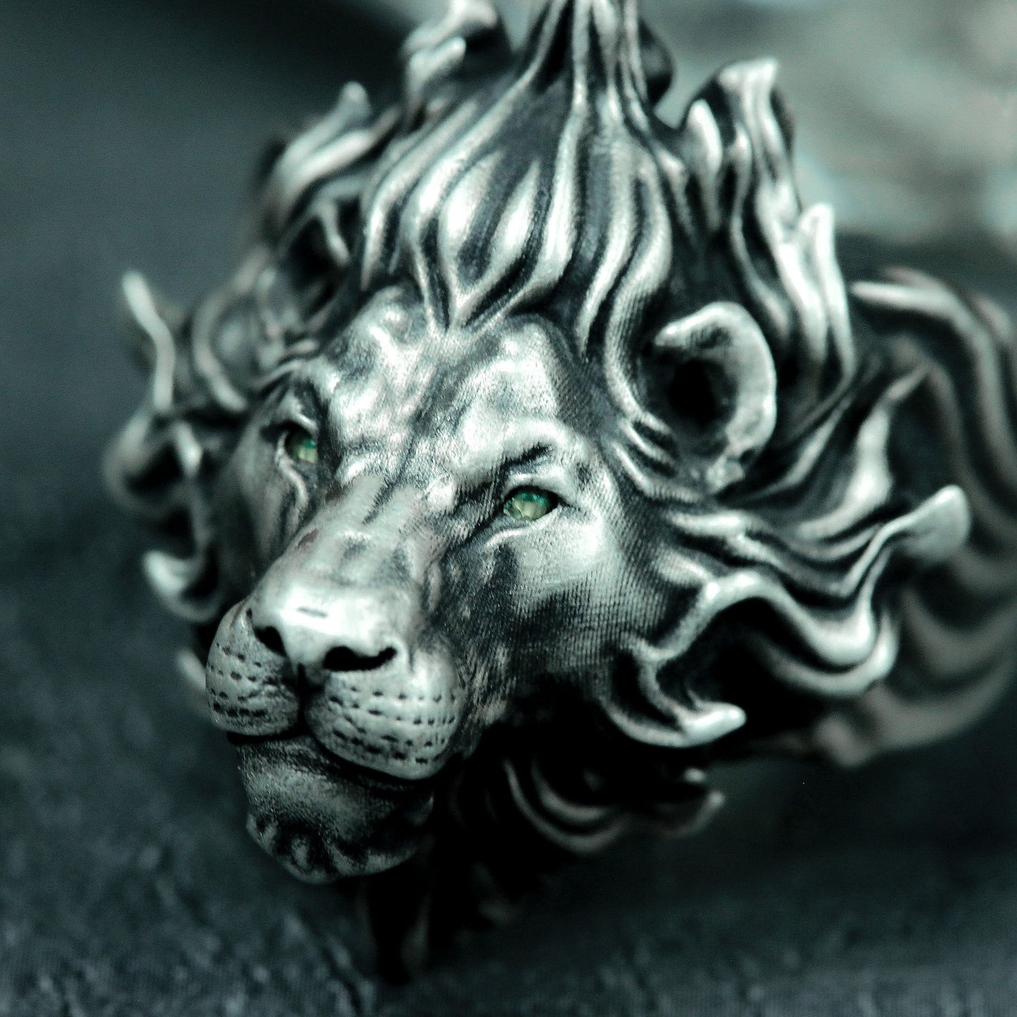 Flame Lion Ring ¨C Handmade 925 Silver Fierce Guardian Band