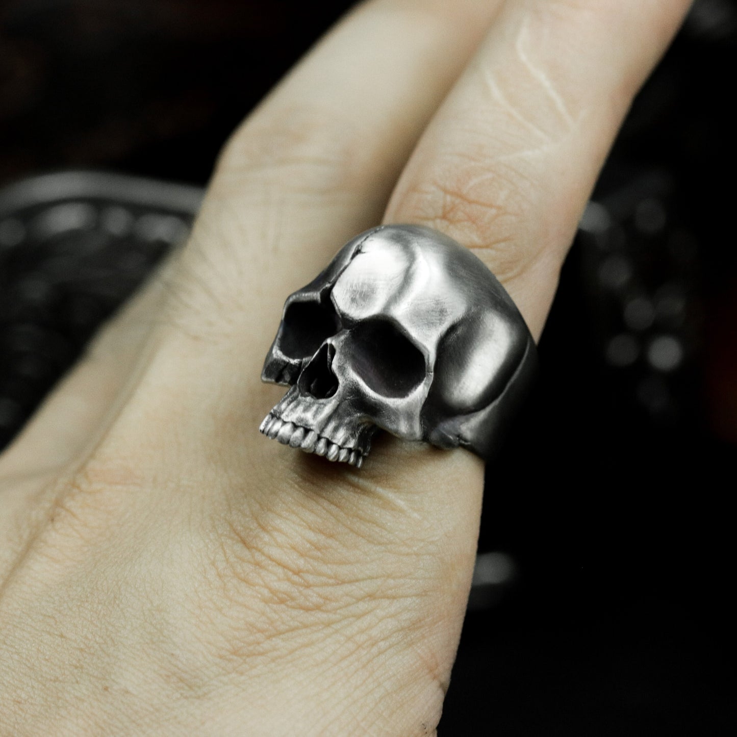 Minimal Skull Ring - 925 Silver Handmade Clean Death Form