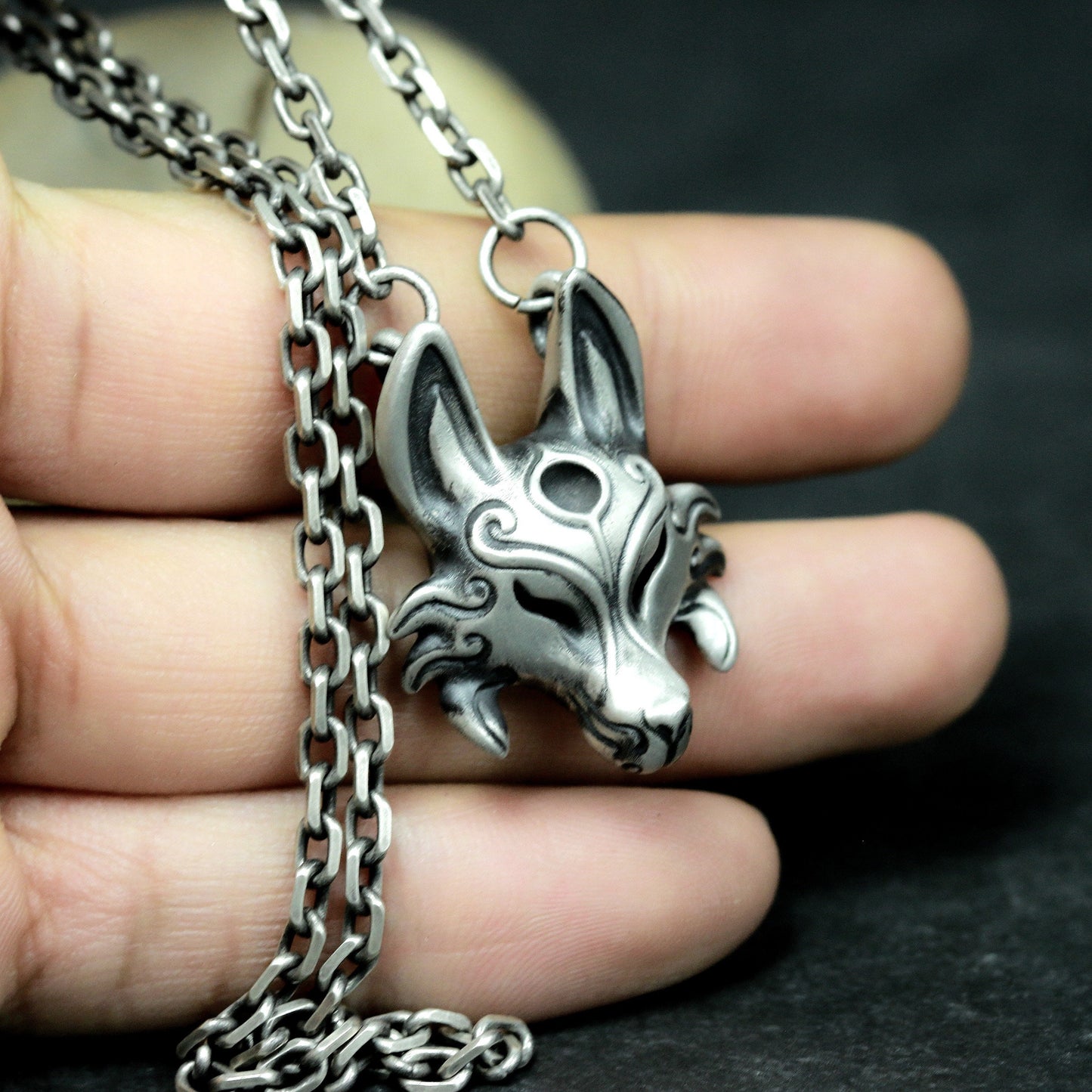Wolf Mask Pendant - 925 Silver Handmade